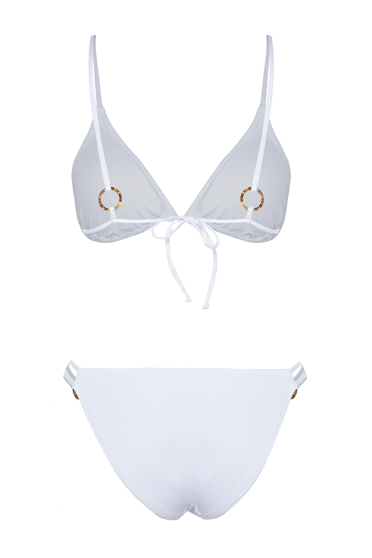 Trendyol Textured Brazilian Bikini Set with White Triangle Accessories
