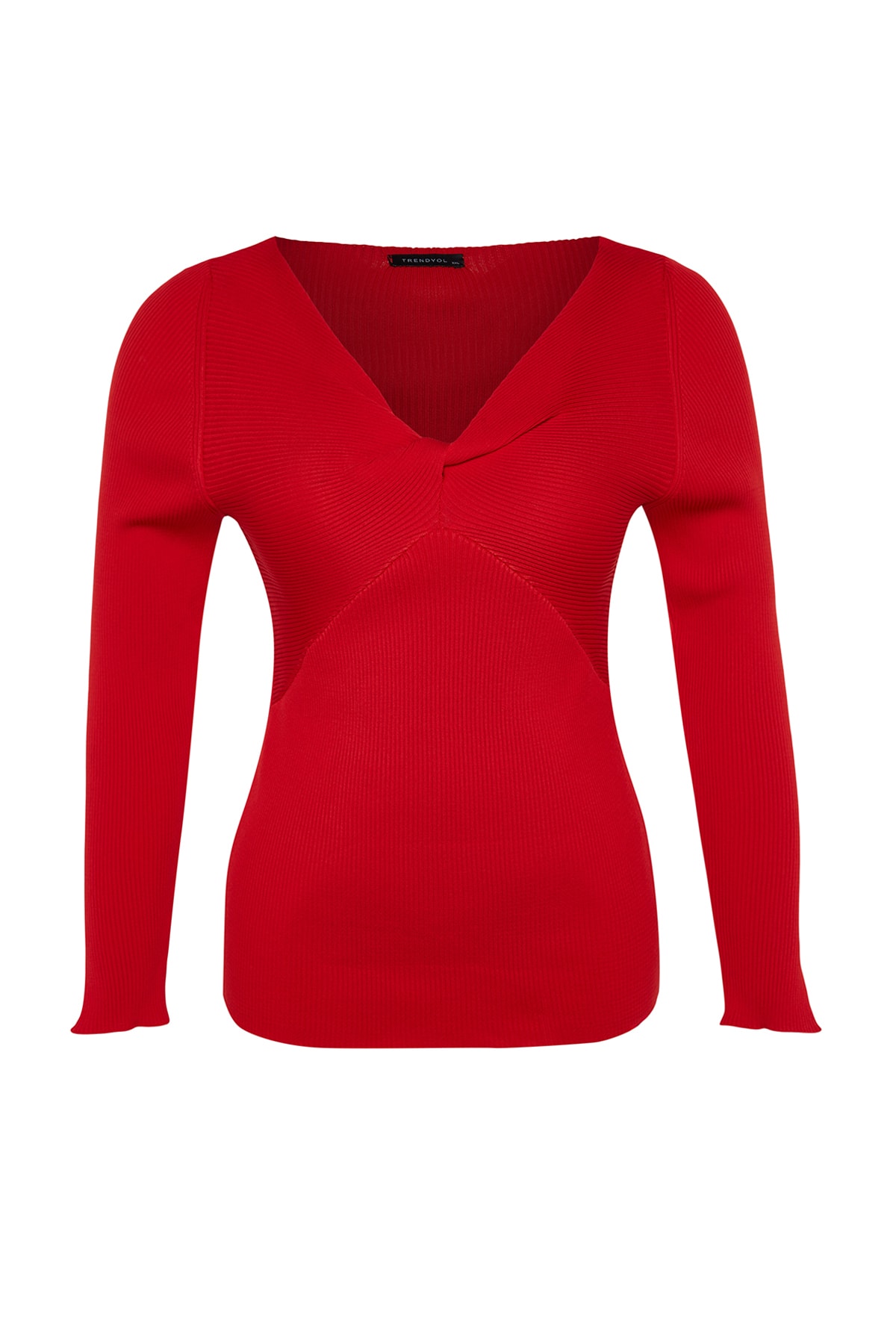Trendyol Curve Red Collar Detailed Knitwear Sweater