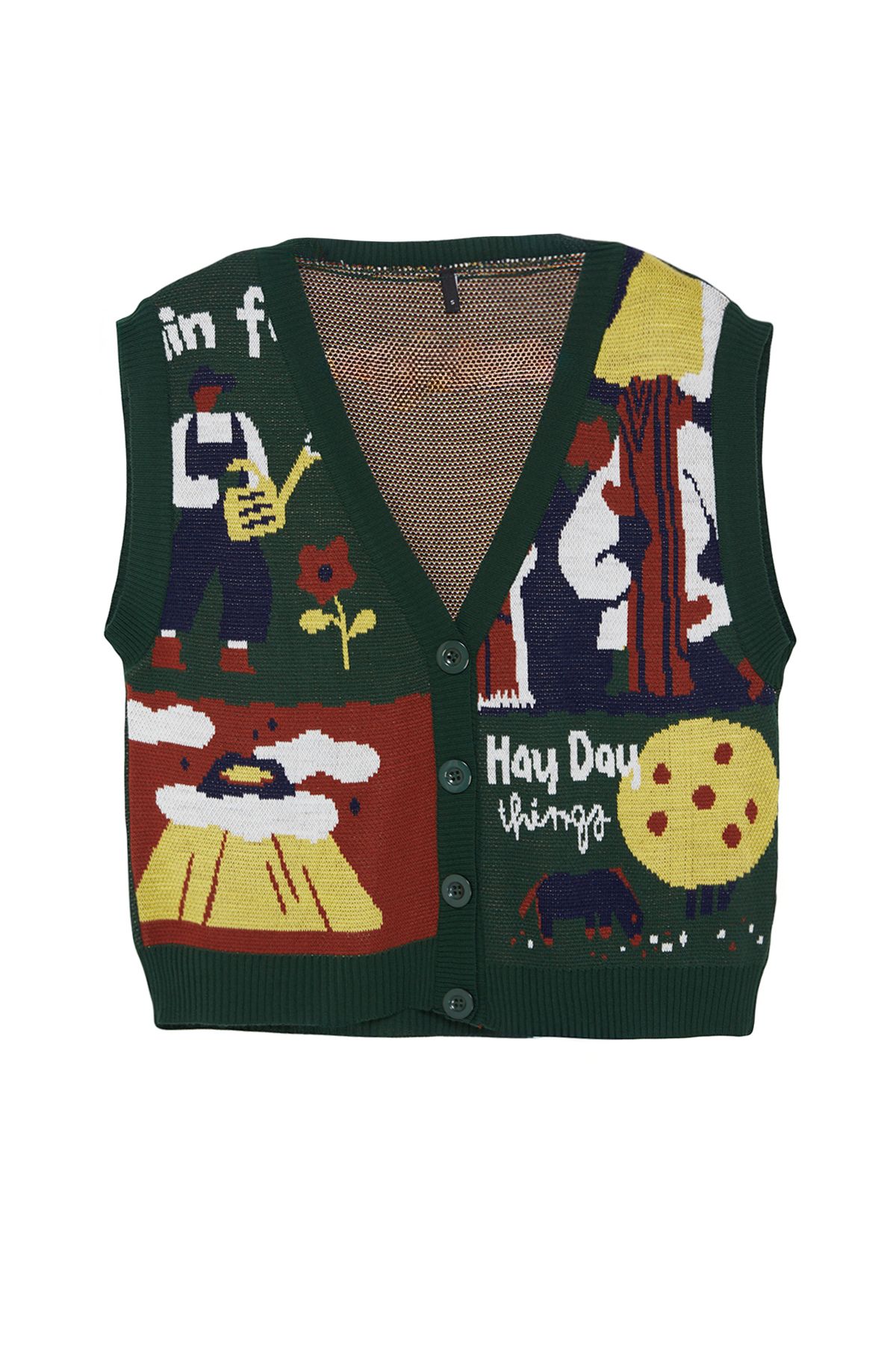 Trendyol Emerald Green Buttoned Knit Vest