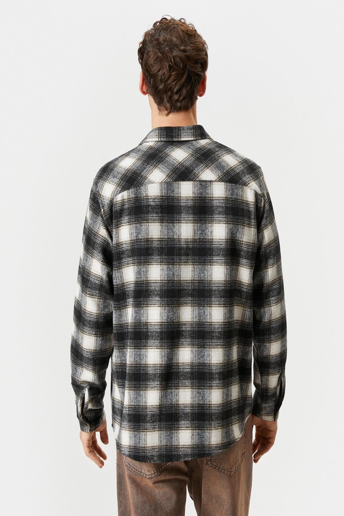Levně Koton Lumberjack Shirt Pocket Detailed Classic Collar Buttoned Long Sleeve