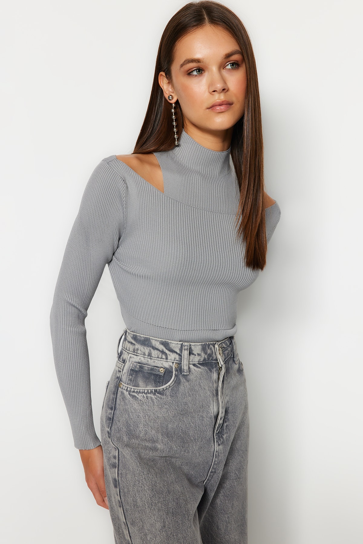 Trendyol Gray Team Two Knitwear Sweater