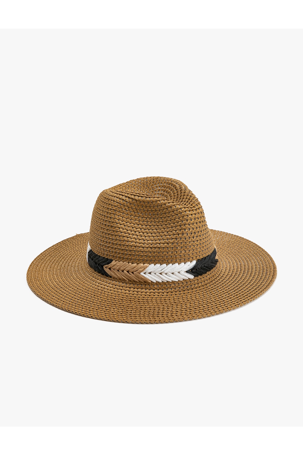 Koton Straw Hat Trilby Colored Embroidery Detailed
