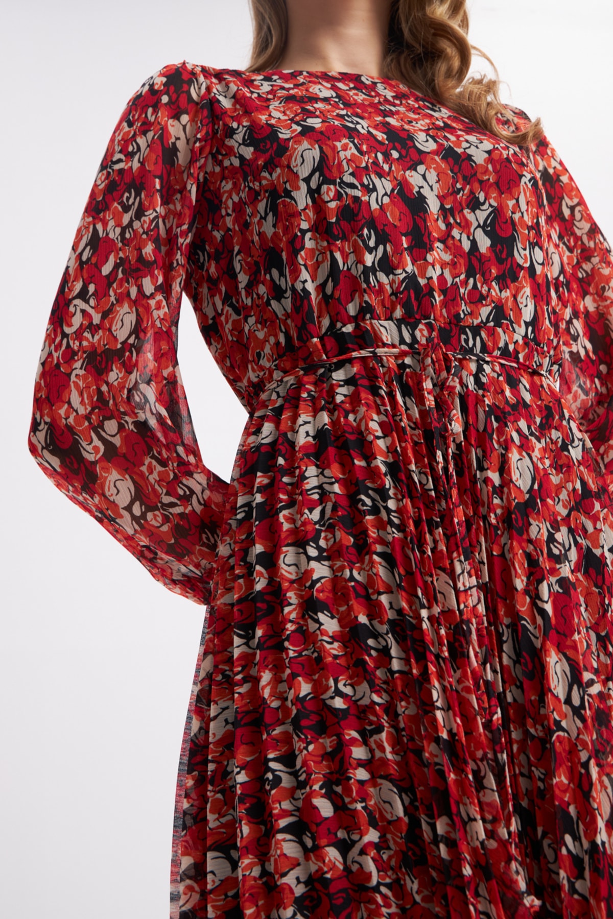 Rochie plisată cu model Gusto - portocaliu