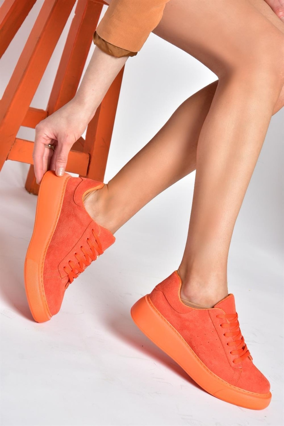 Topánky Fox Oranžový semiš Dámska športová obuv Tenisky