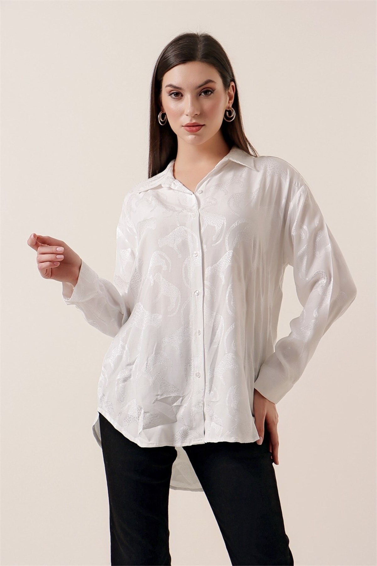 By Saygı Leopard Embroidered Shirt White