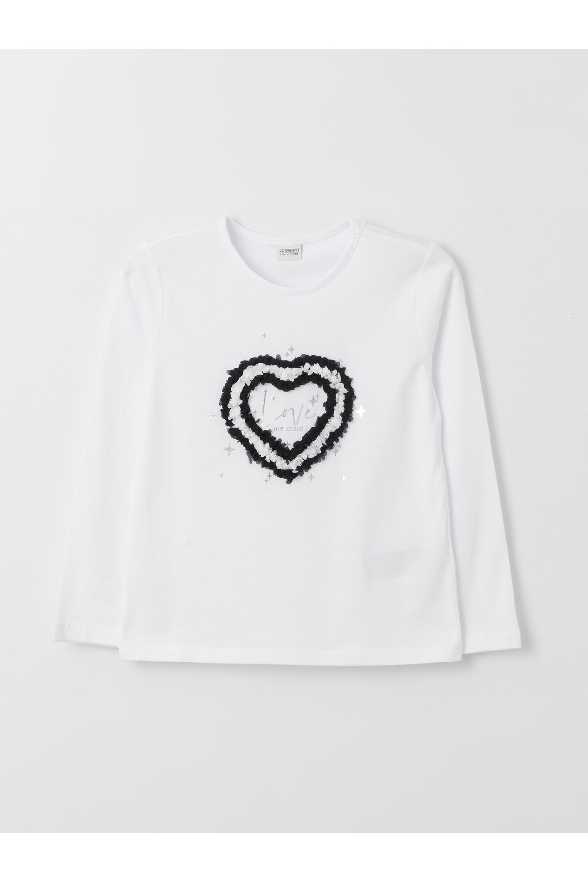 Levně LC Waikiki Girls' Crew Neck Embroidered Long Sleeve Girls T-Shirt