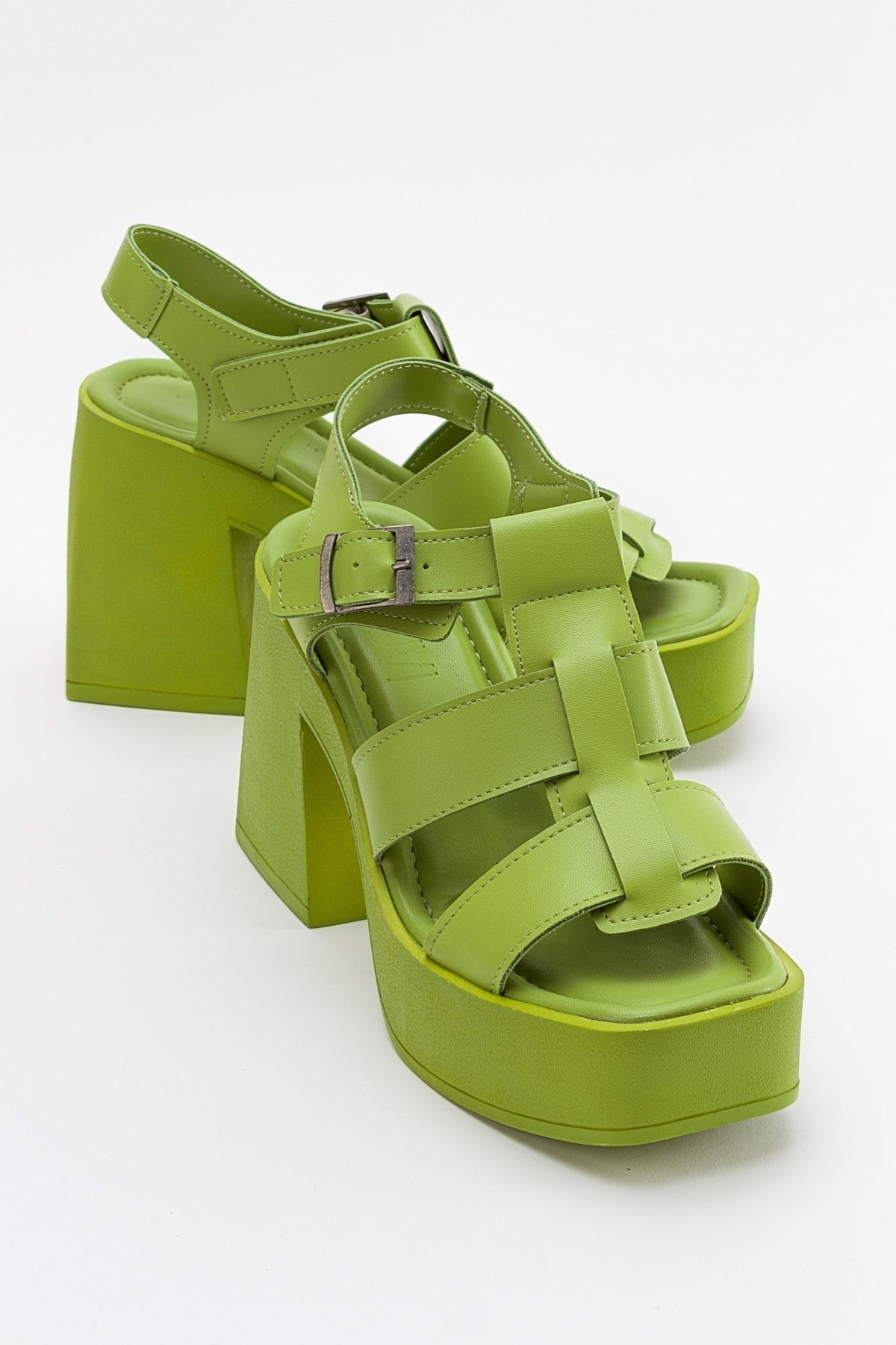 Levně LuviShoes Women's Prek Green Heeled Sandals