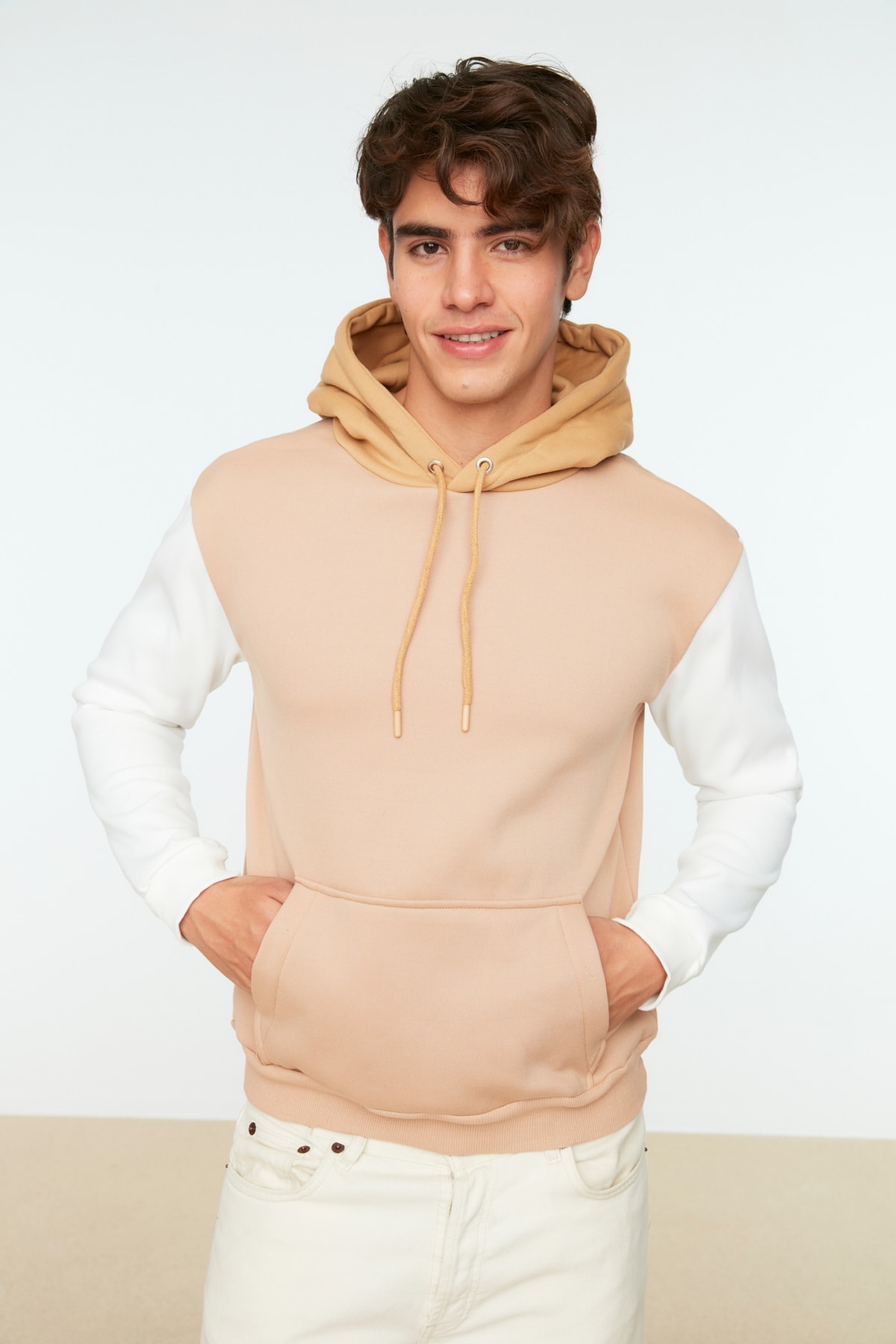 Trendyol Men's Beige Regular/Normal Fit Cotton Sweatshirt