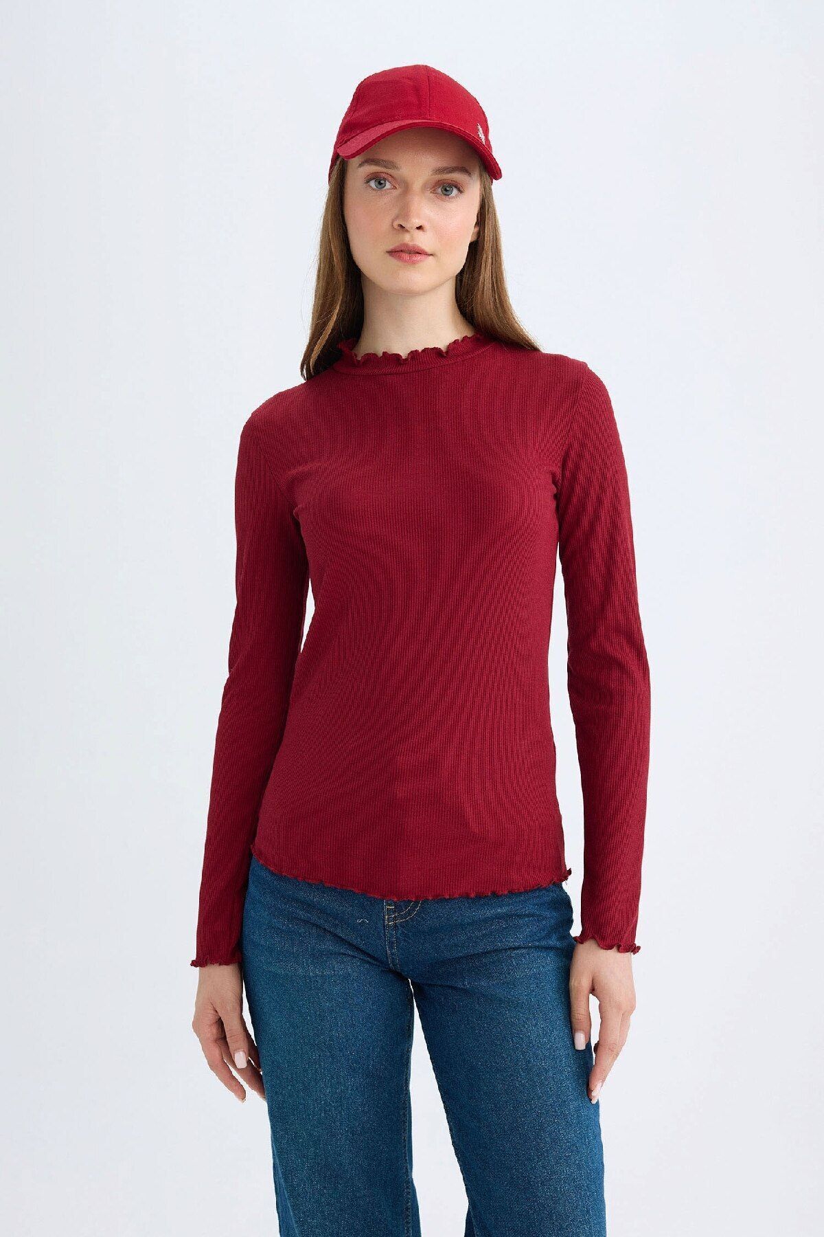 DEFACTO Half Turtleneck Ribbed Camisole Long Sleeve Tunic