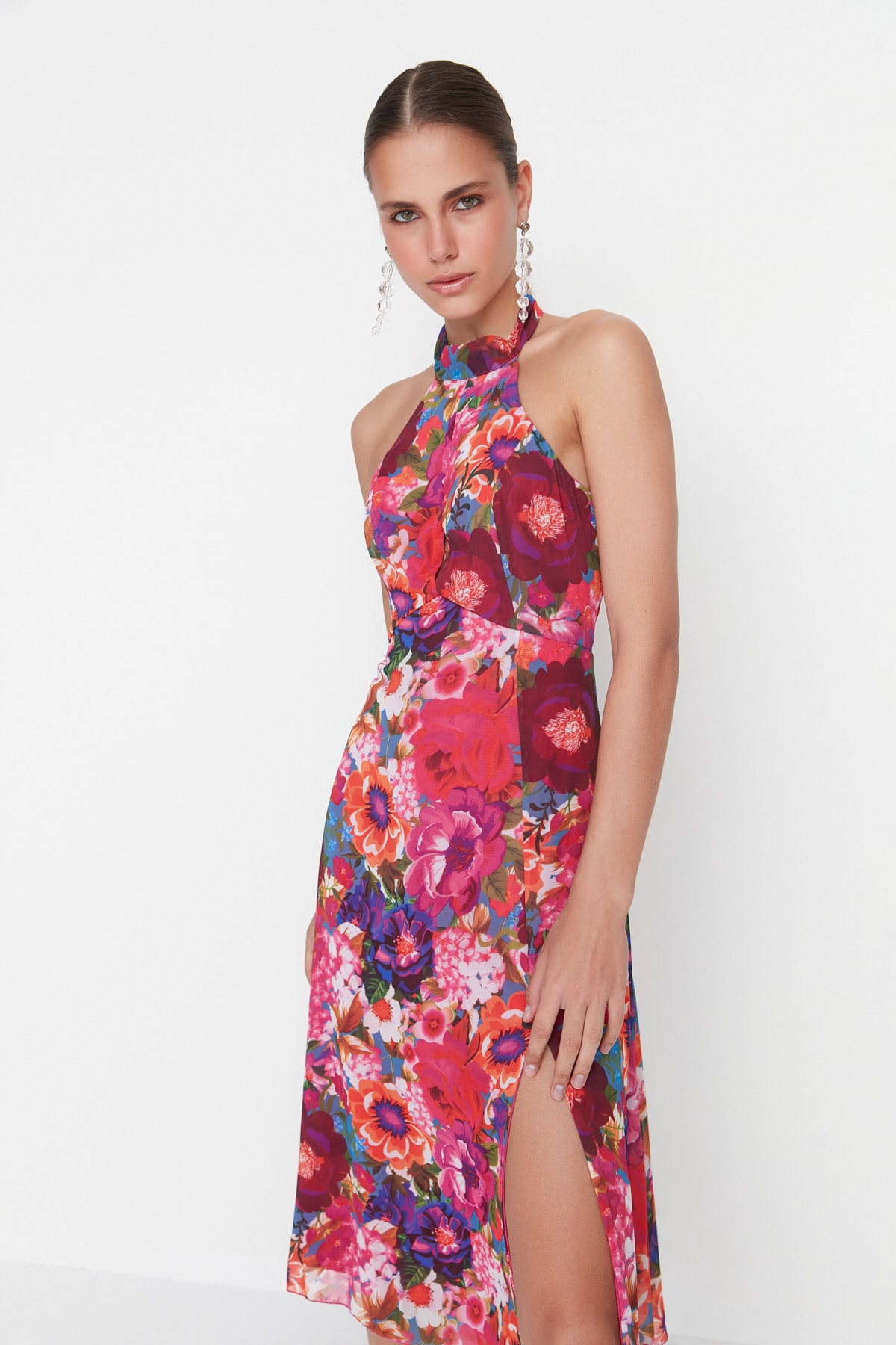 Trendyol Multicolored Decollete Detailed Evening Dress
