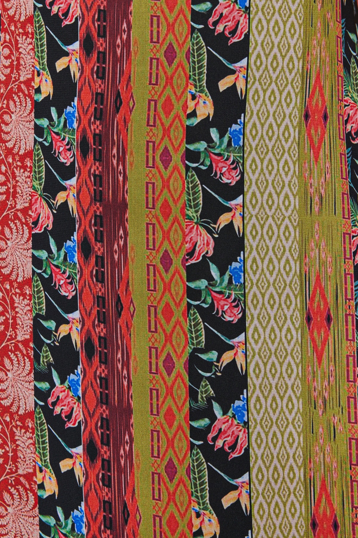 Trendyol Multicolored Patterned A-Cut Strap Midi Lined Woven Dress