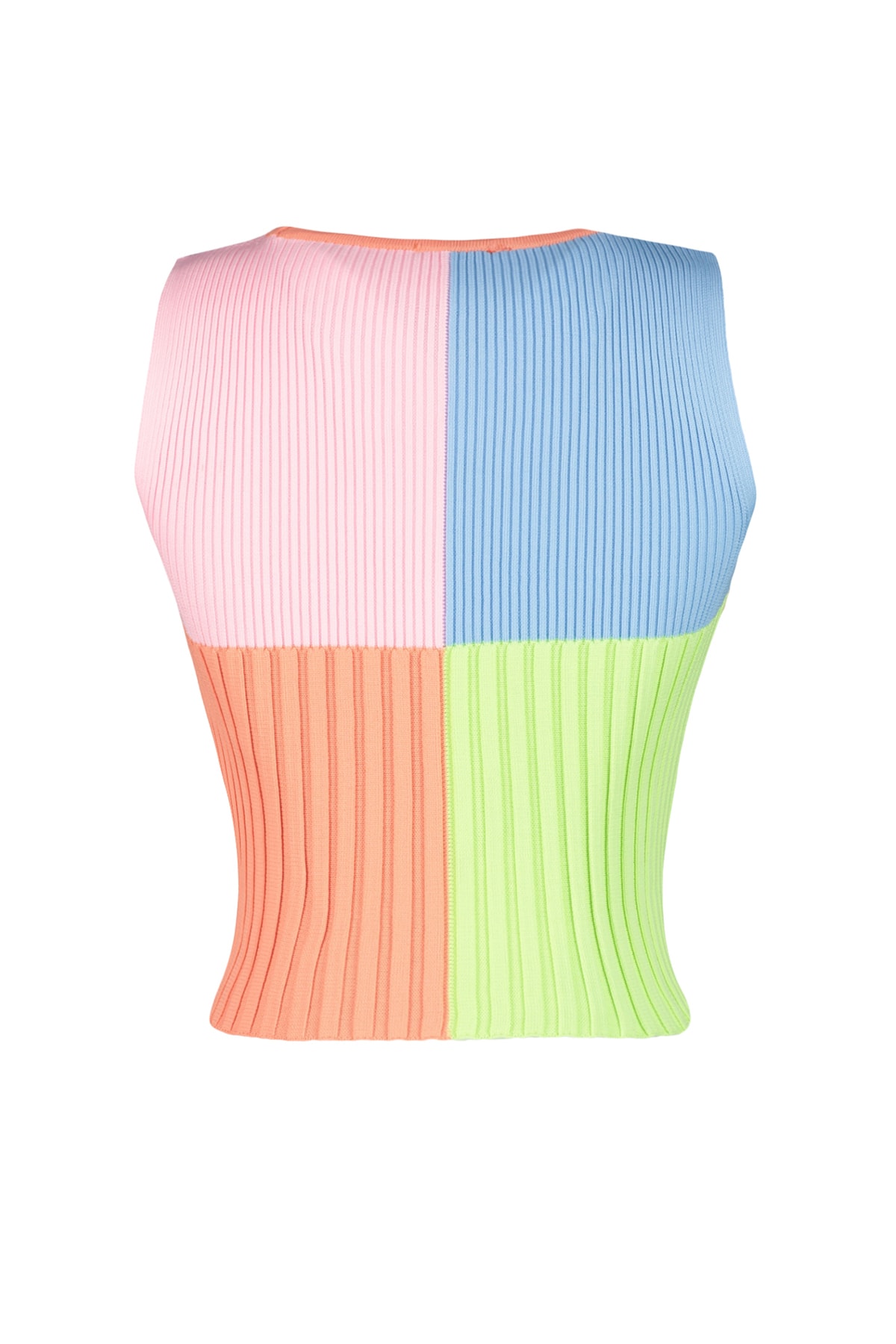 Trendyol Orange Crop Color Blocked Knitwear Blouse