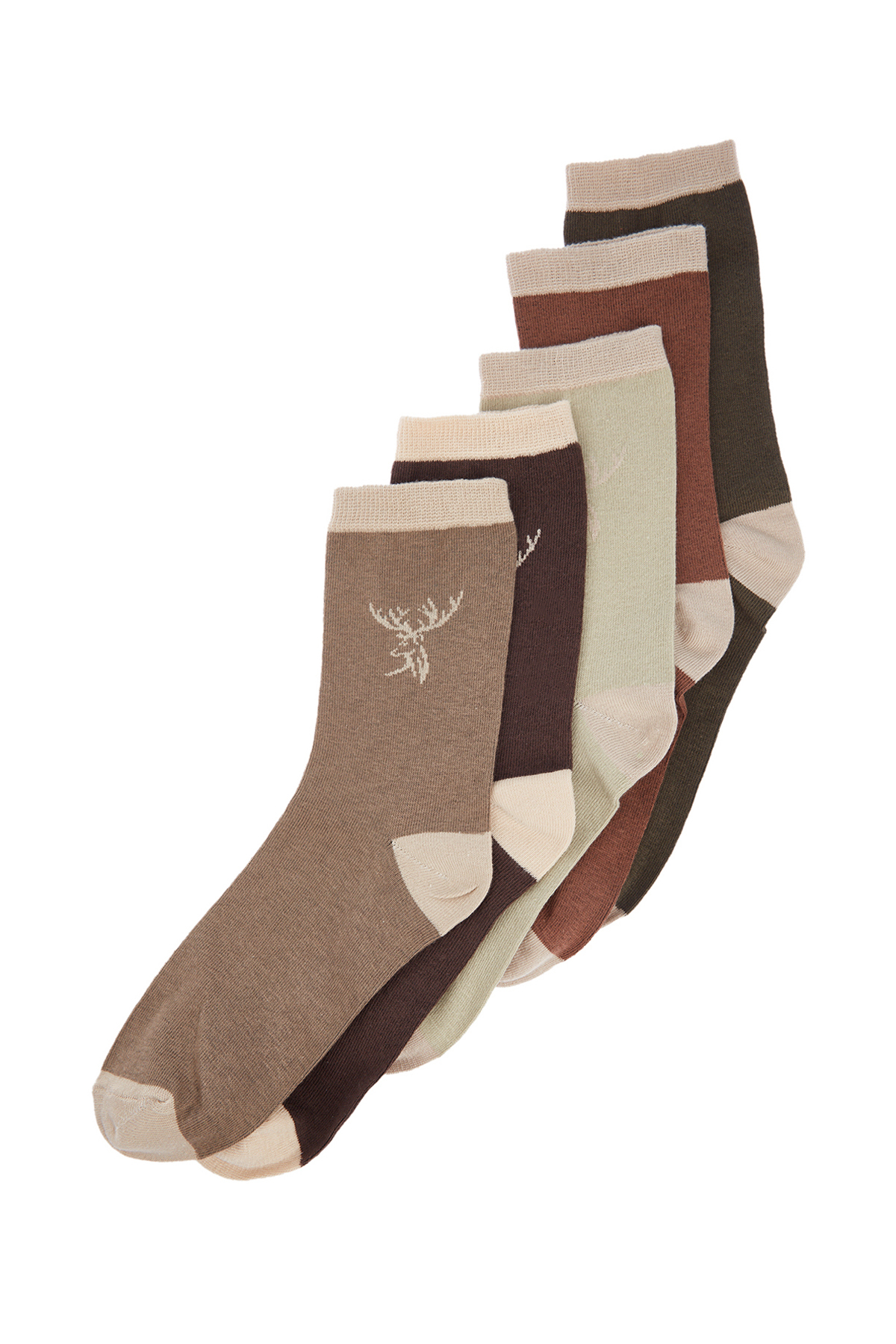 Trendyol Men's Multicolored Cotton 5 Pack Deer Patterned Socks