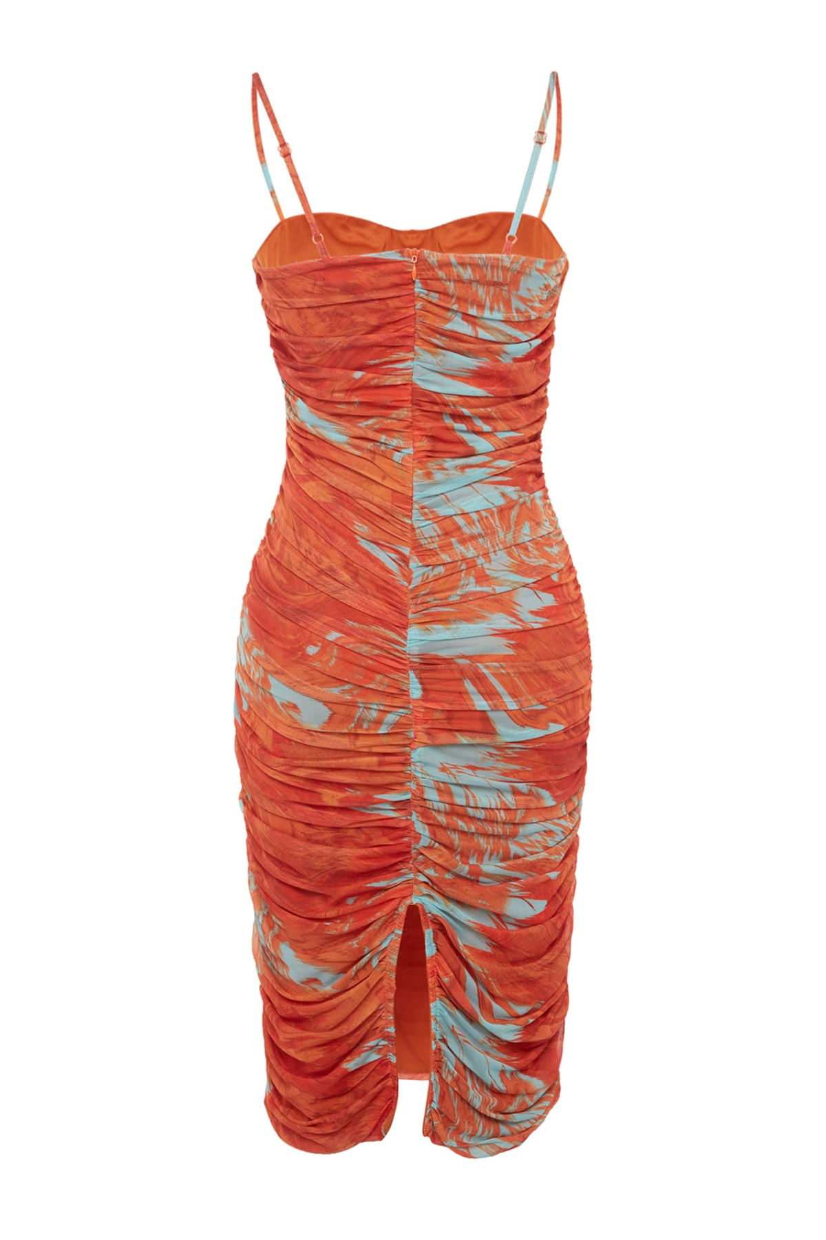 Rochie de seara eleganta cu imprimeu din tul multicolor Trendyol cu montare din in