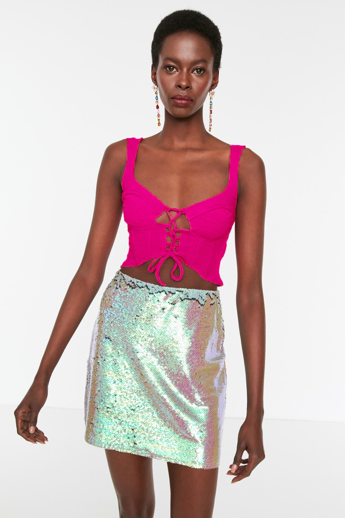 Trendyol Crop Top - Pink - Plain