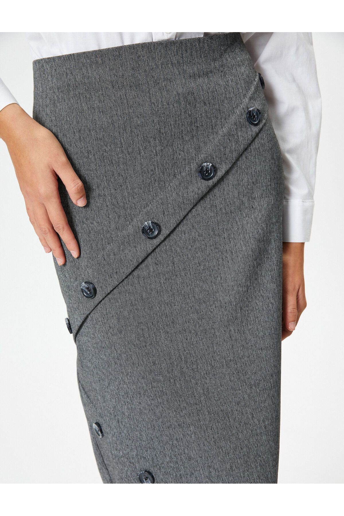 Koton Button Detailed Midi Pencil Skirt Normal Waist