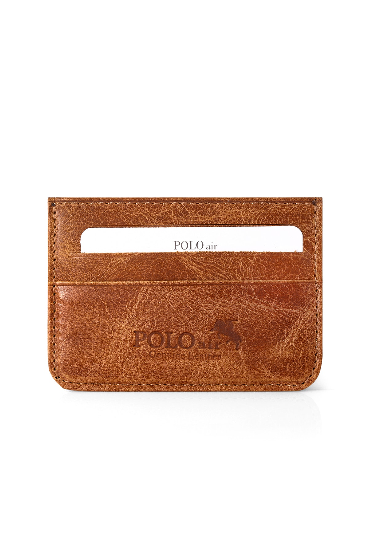Polo Air Genuine Leather And Tan Credit Card Holder In Its Box