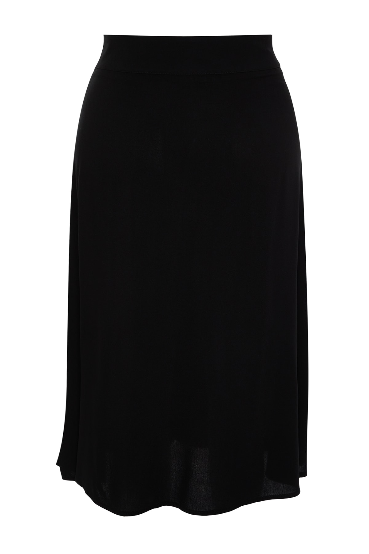 Levně Trendyol Curve Black Slit Detailed Viscose Woven Skirt