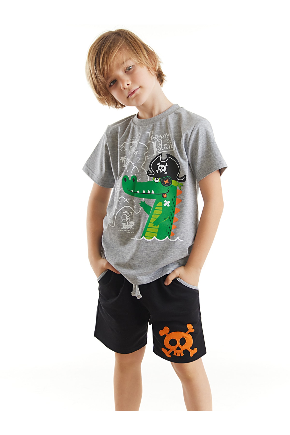 Levně Denokids Pirate Crocodile Boy's T-shirt Shorts Set
