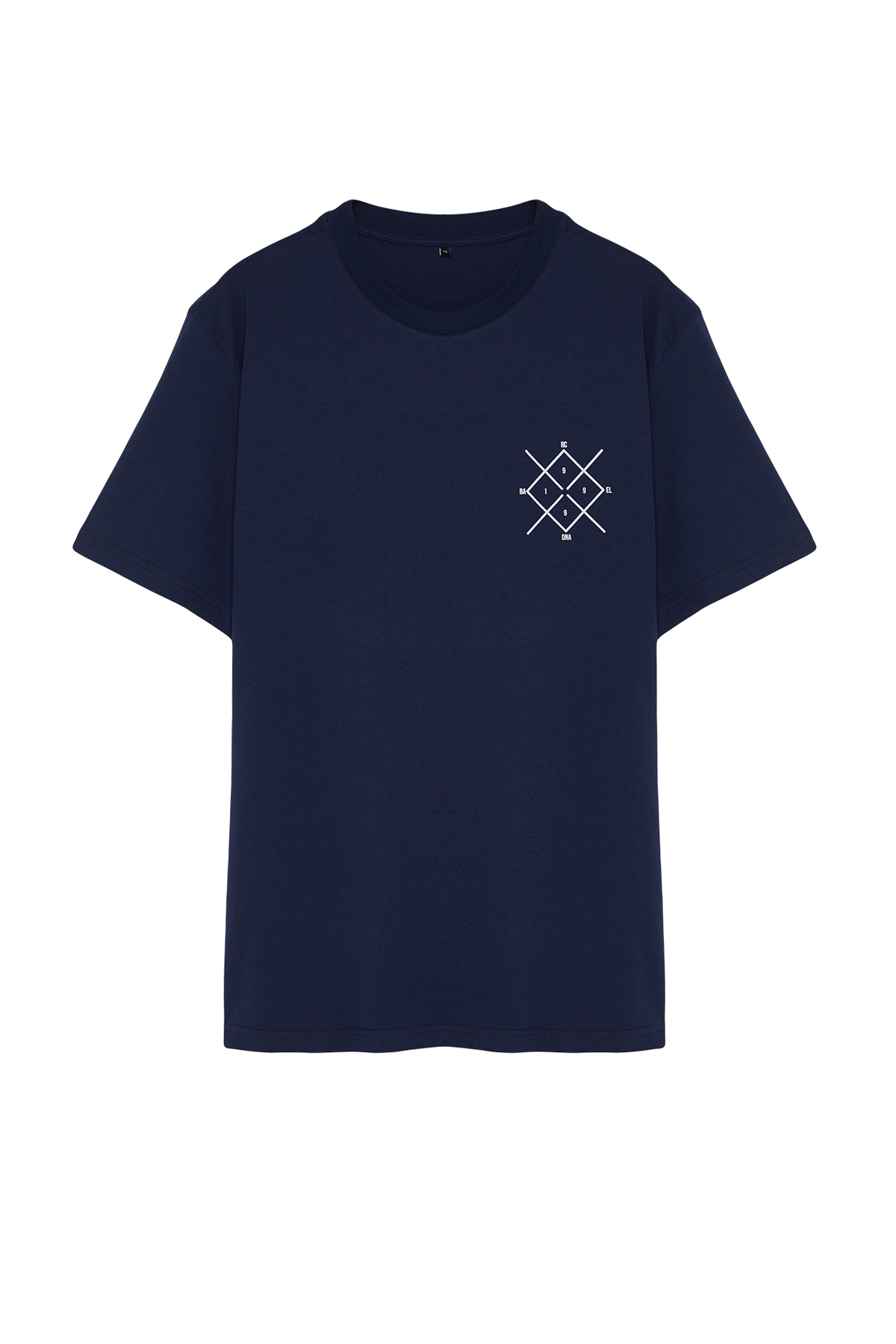 Levně Trendyol Plus Size Navy Regular/Regular Fit Comfort Printed 100% Cotton T-Shirt