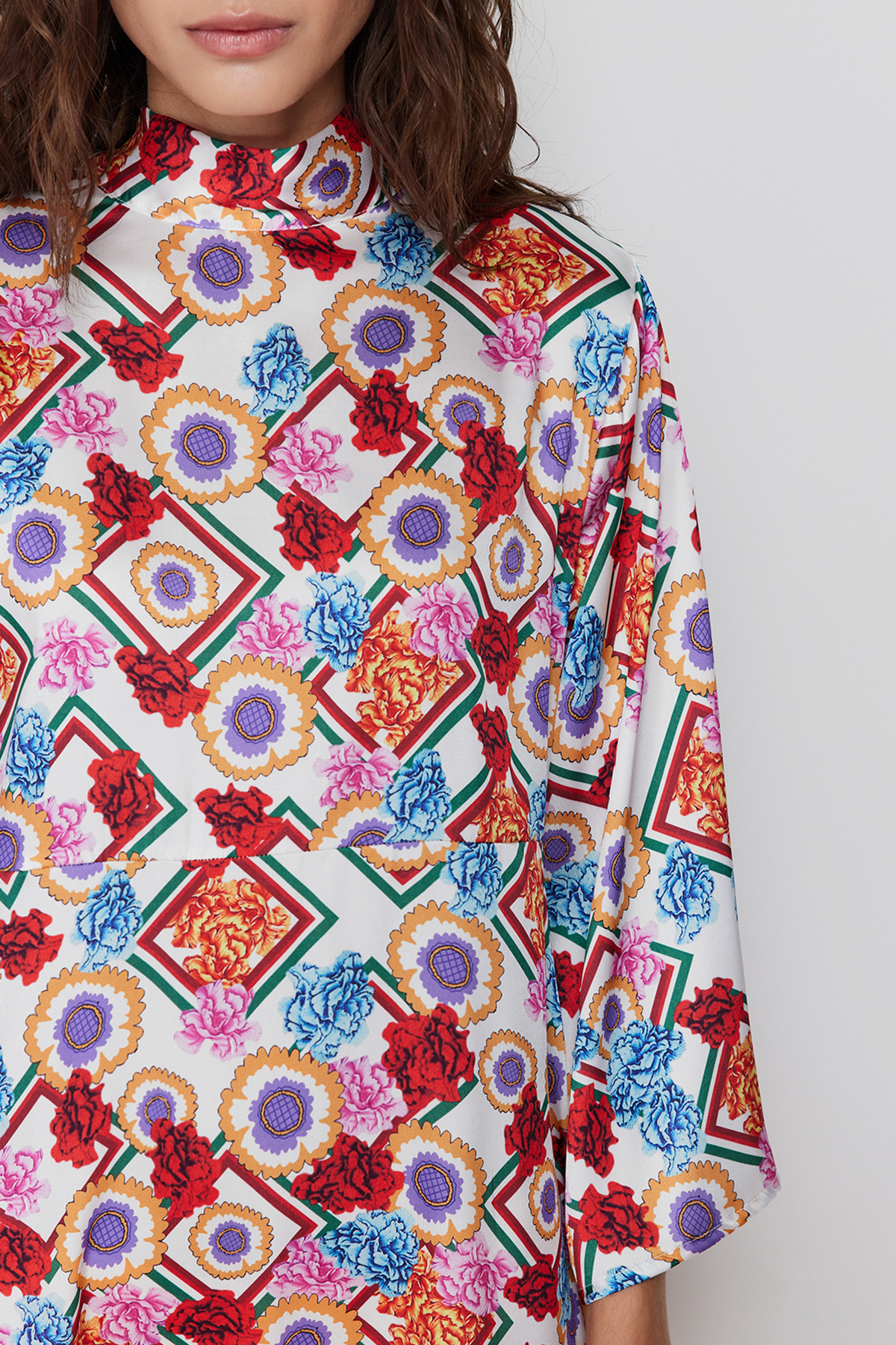 Trendyol Multicolored Floral Patterned Satin Woven Dress