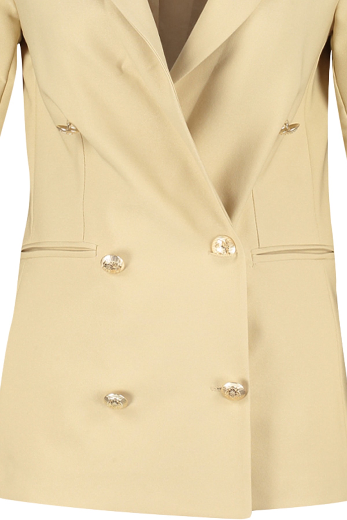 Trendyol Beige Woven Lined Double Breasted Blazer with Closure