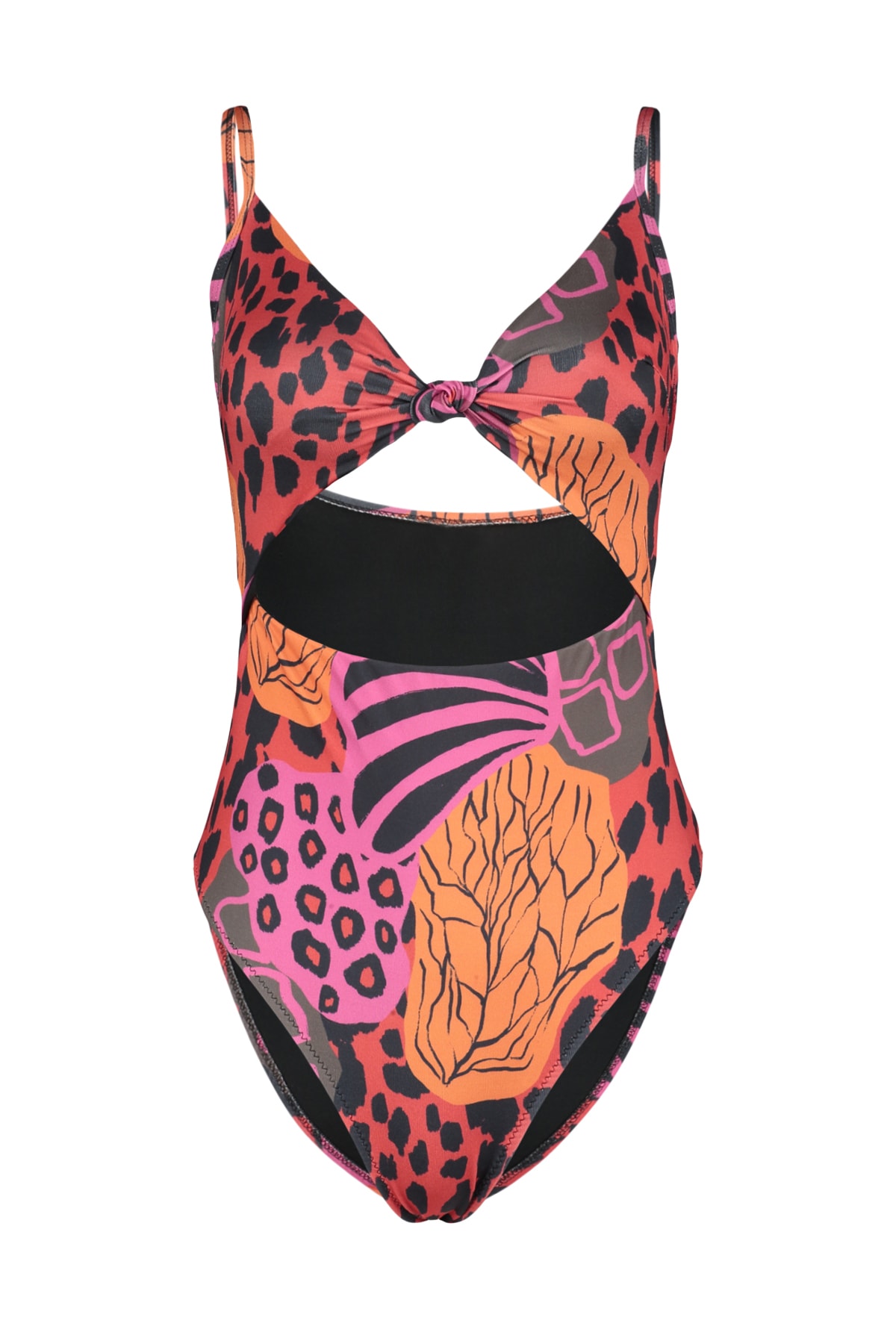 Costum de baie Trendyol Animal Print V-Neck Cut Out/Windowed High Leg