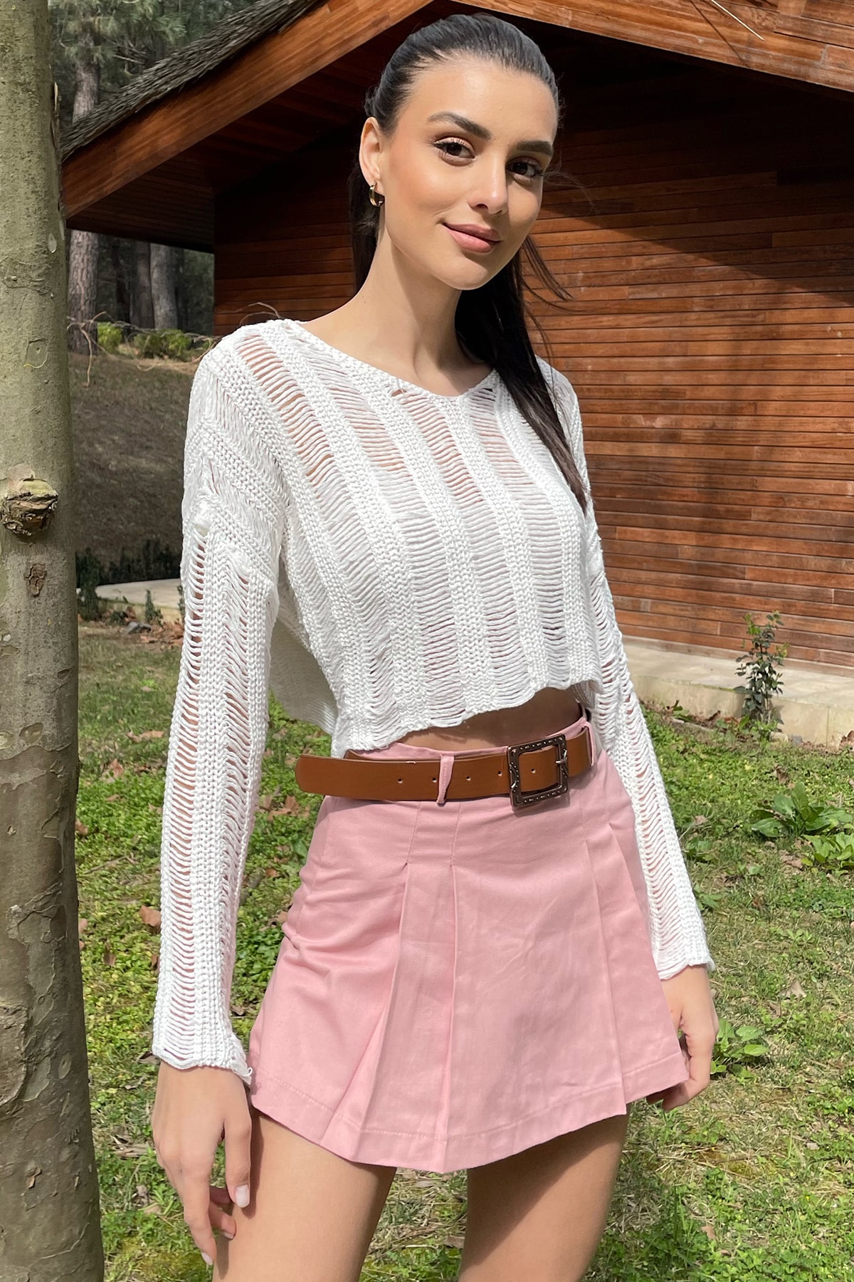 Trend Alaçatı Stili Skirt - Pink - Mini