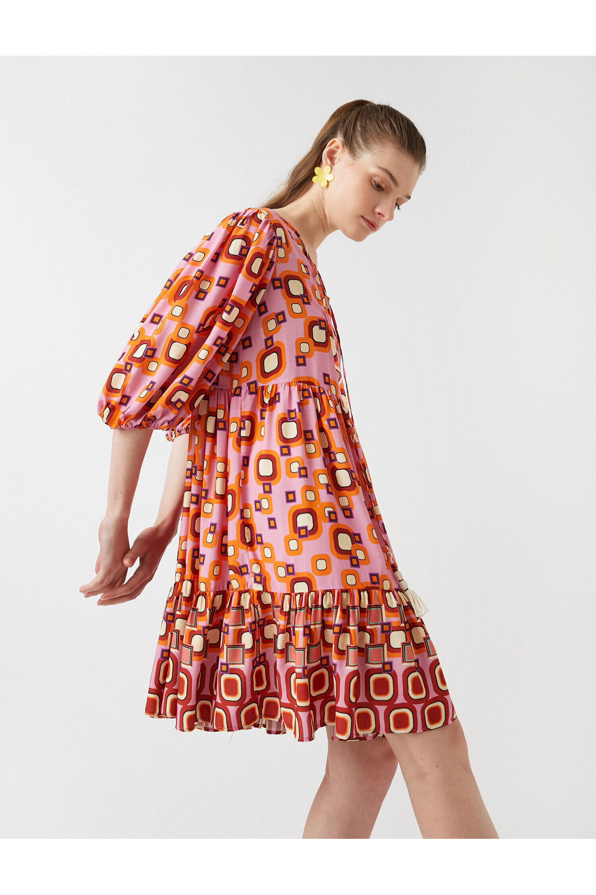 Koton Mini Balon Maneca Rochie Scurta