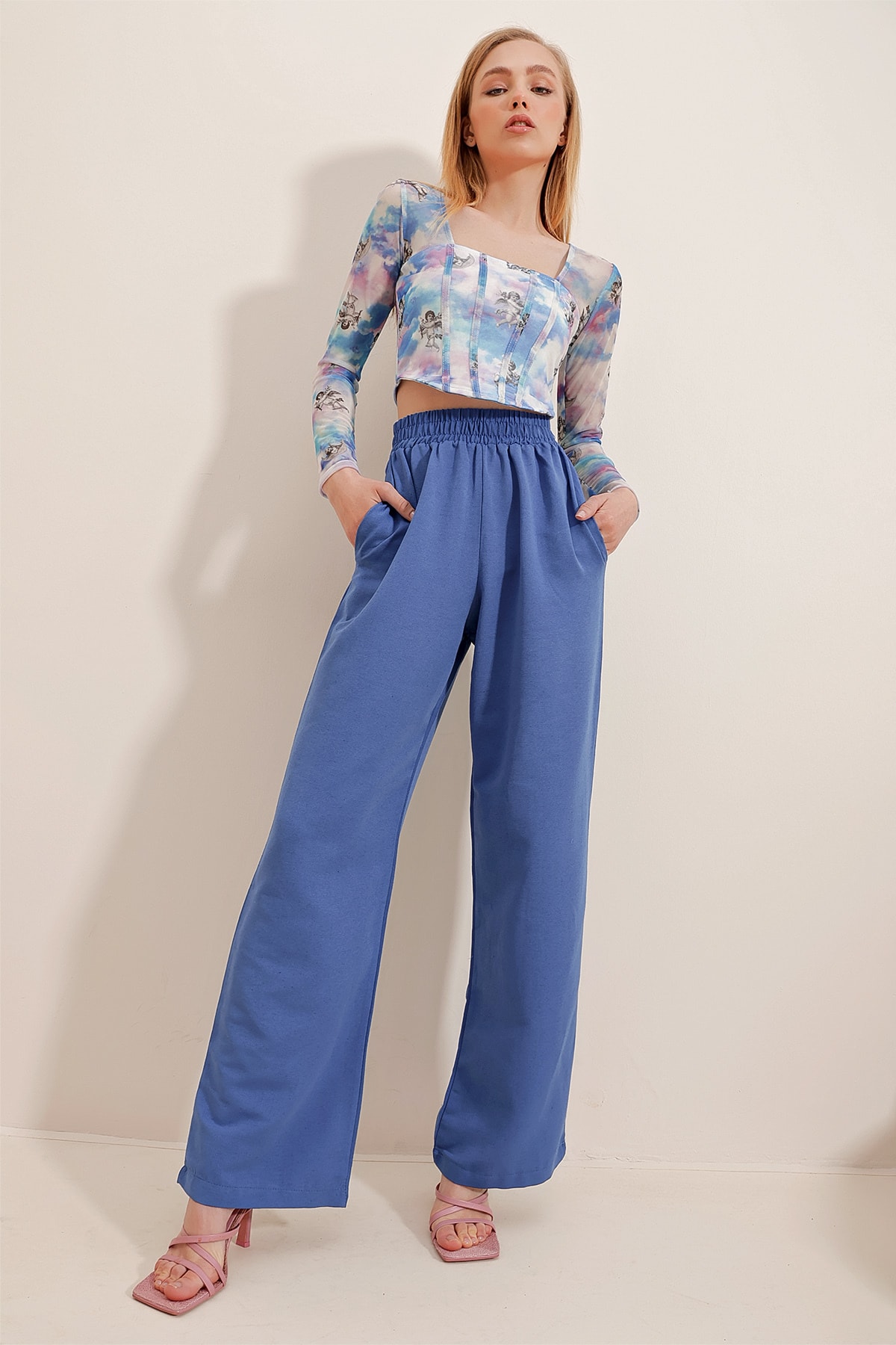Trend Alaçatı Stili Pants - Blau - Wide leg