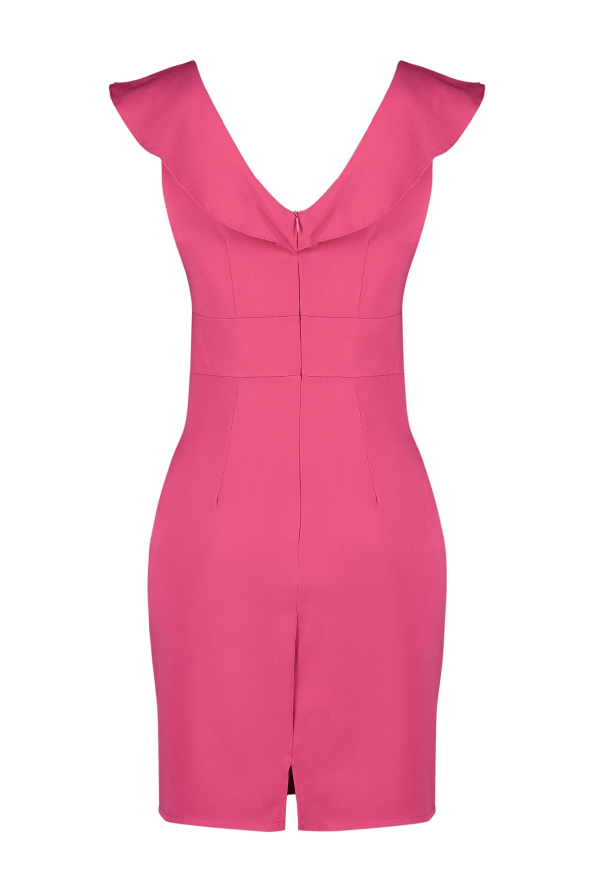 Rochie țesută Trendyol Fuchsia cu guler Flounce