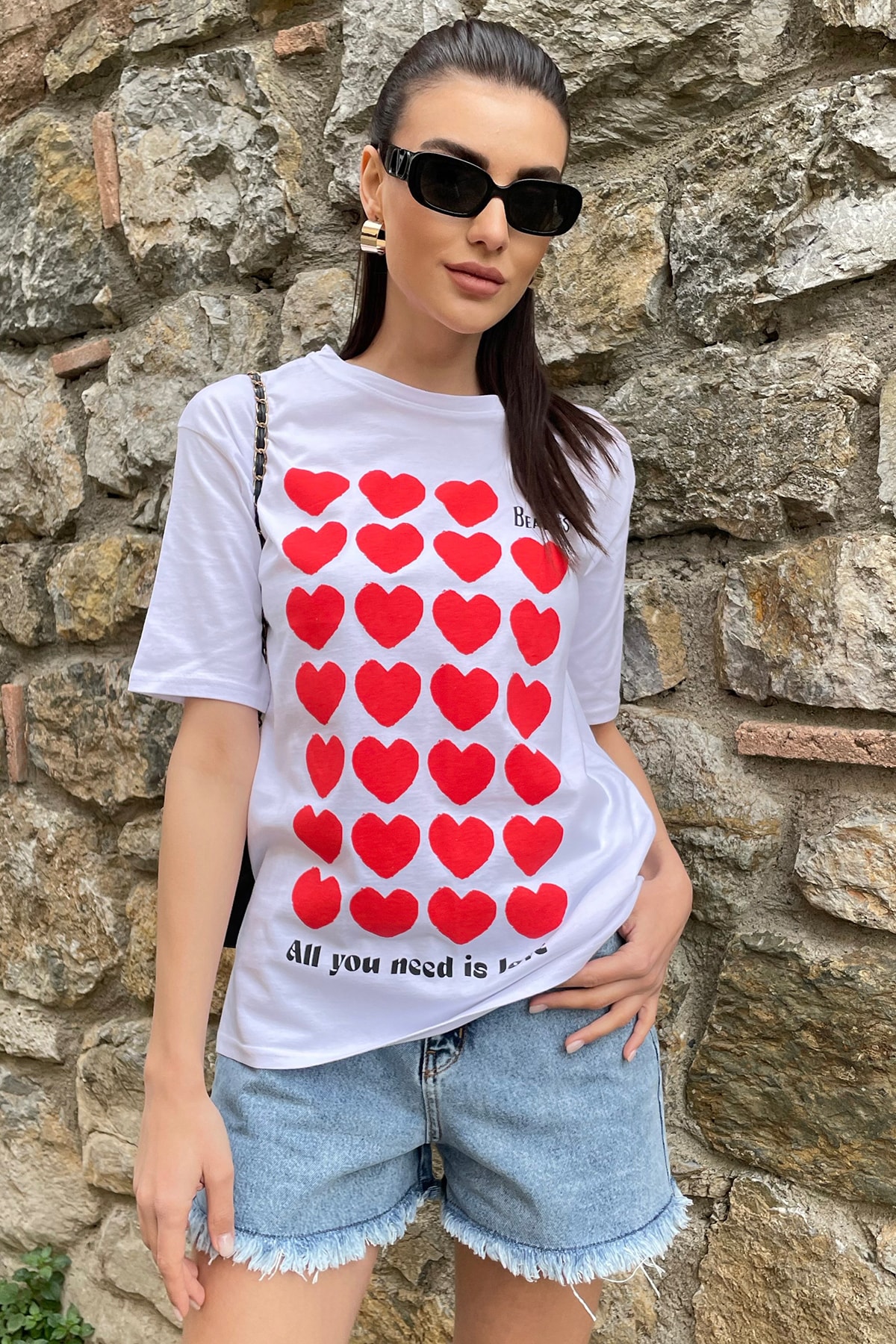 Trend Alaçatı Stili T-Shirt - White - Regular fit