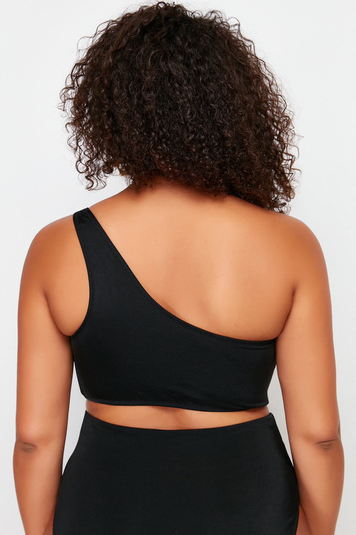 Trendyol Curve Black One Shoulder Bikini Top