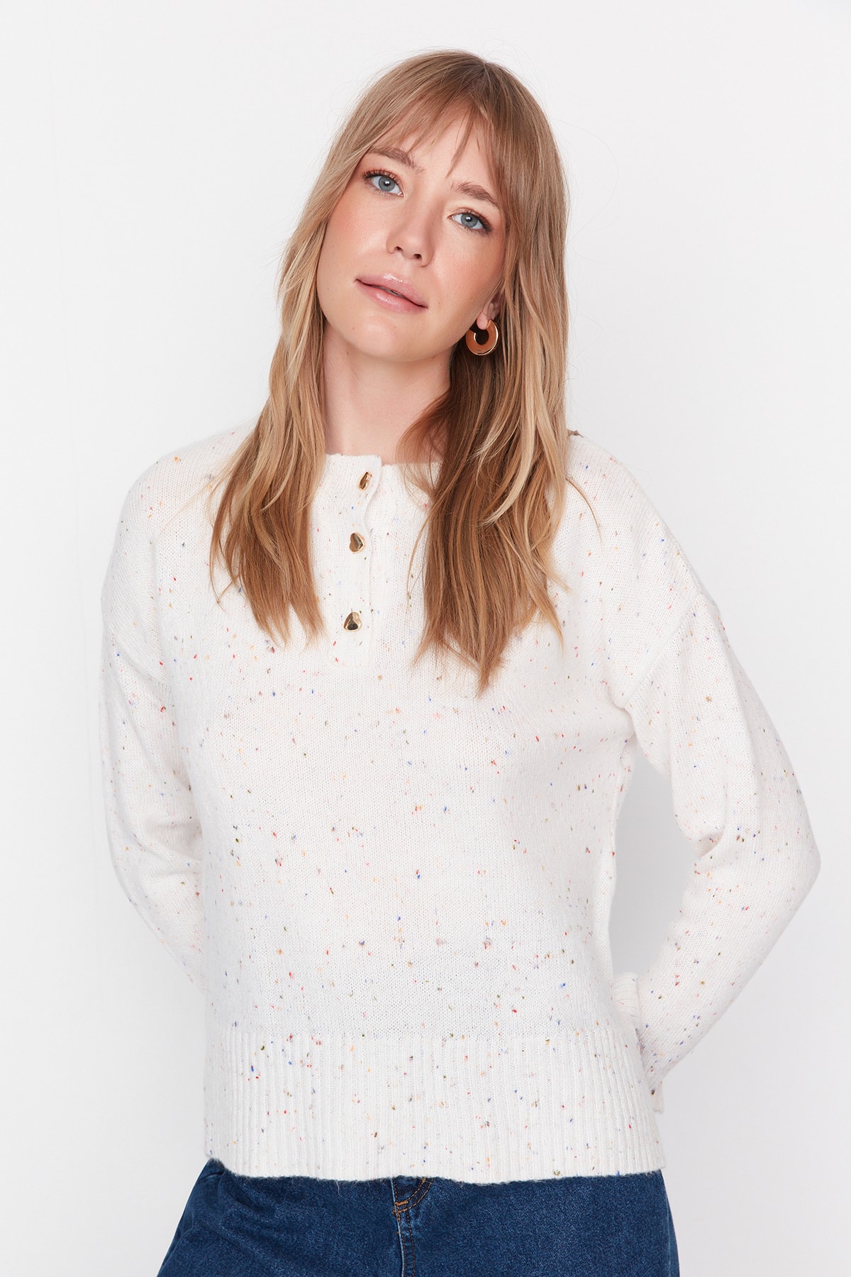 Trendyol Sweater - Ecru - Regular fit