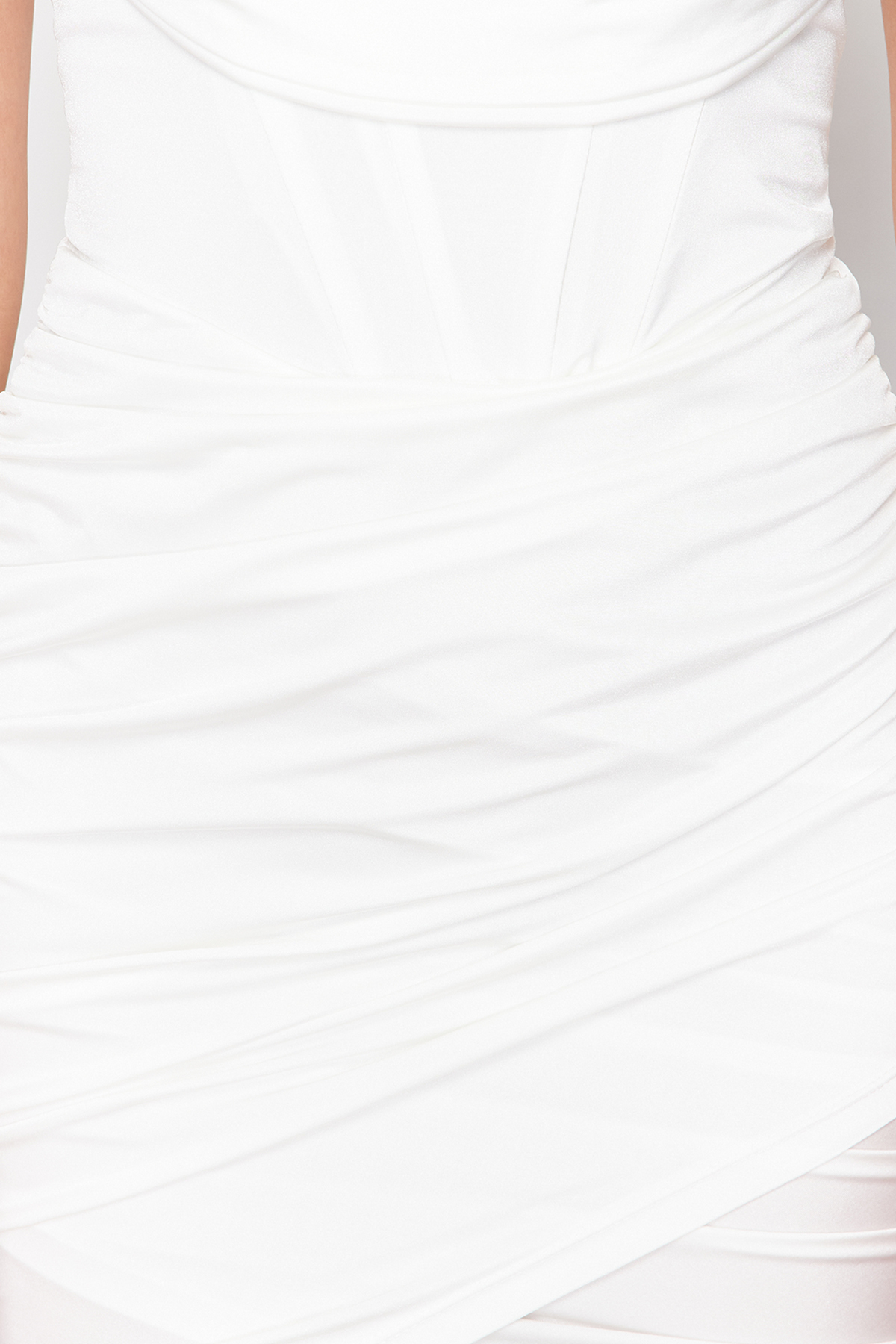 Trendyol Bridal White Lined Corset Detailed Knitted Short Wedding/Wedding Evening Dress Evening Dress