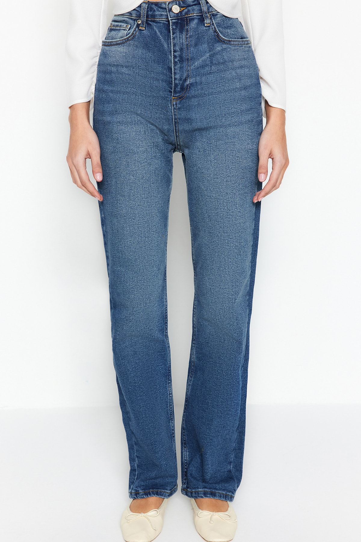 Trendyol Dark Blue High Waist 90's Wide Leg Jeans