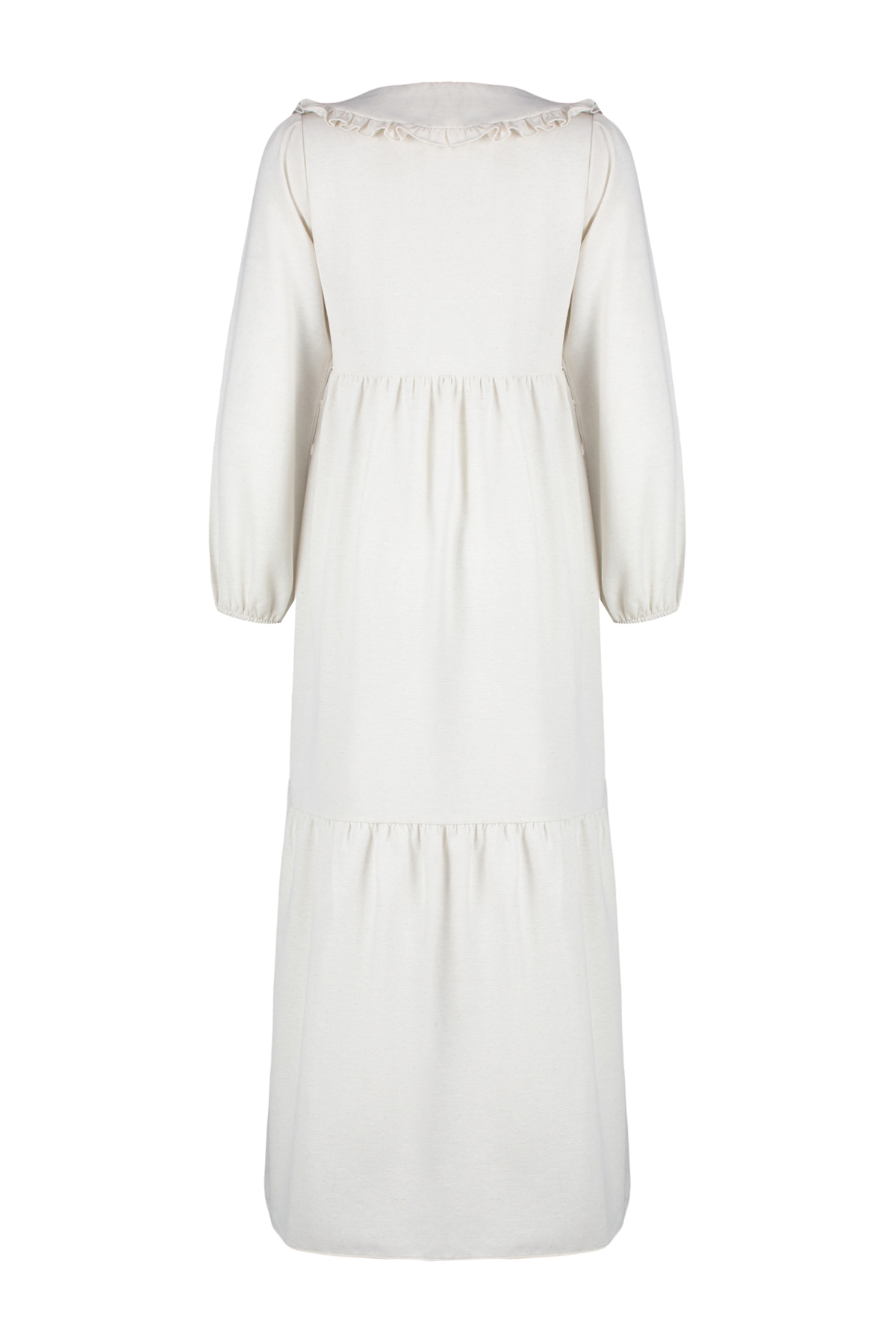 Trendyol Ecru Embroidery Detailed Linen Look Woven Dress