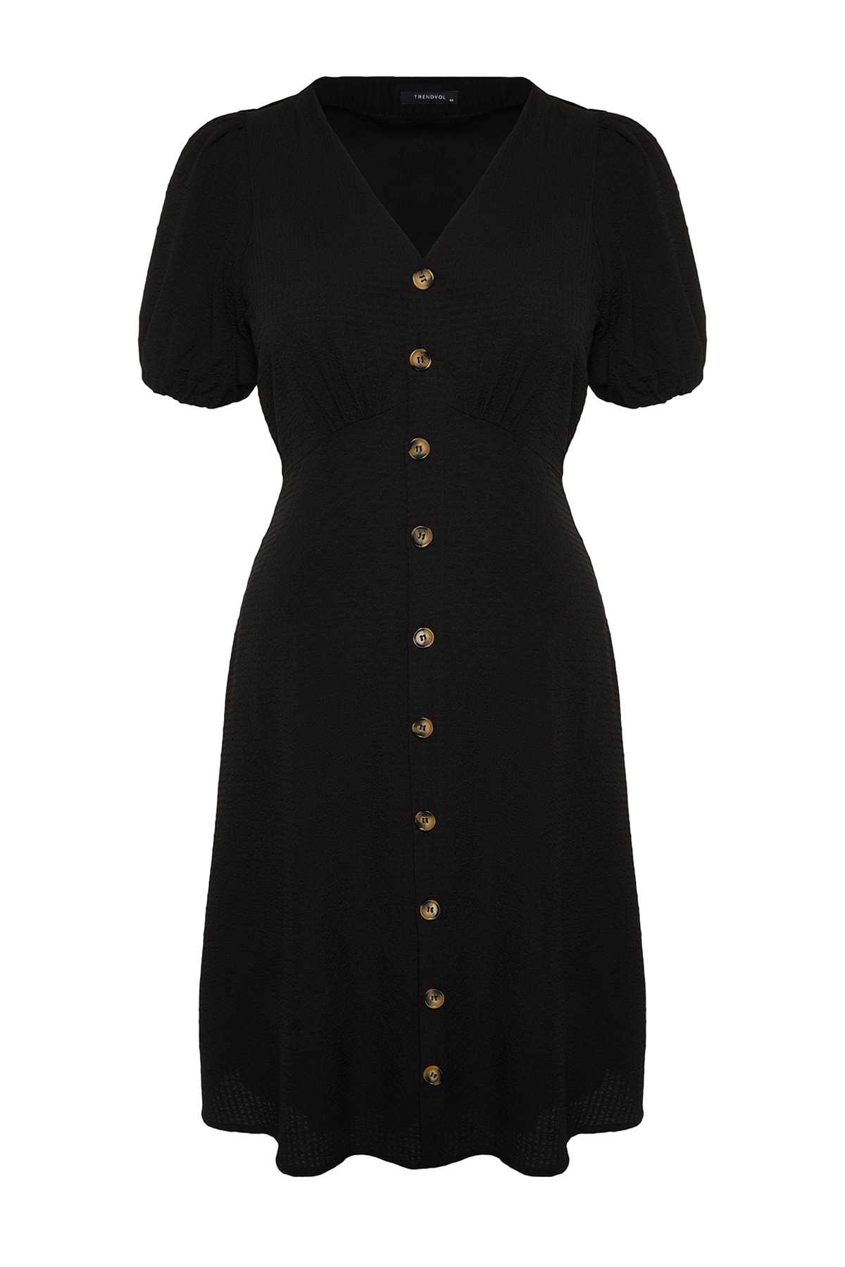 Trendyol Curve Black Buttoned Woven Dress