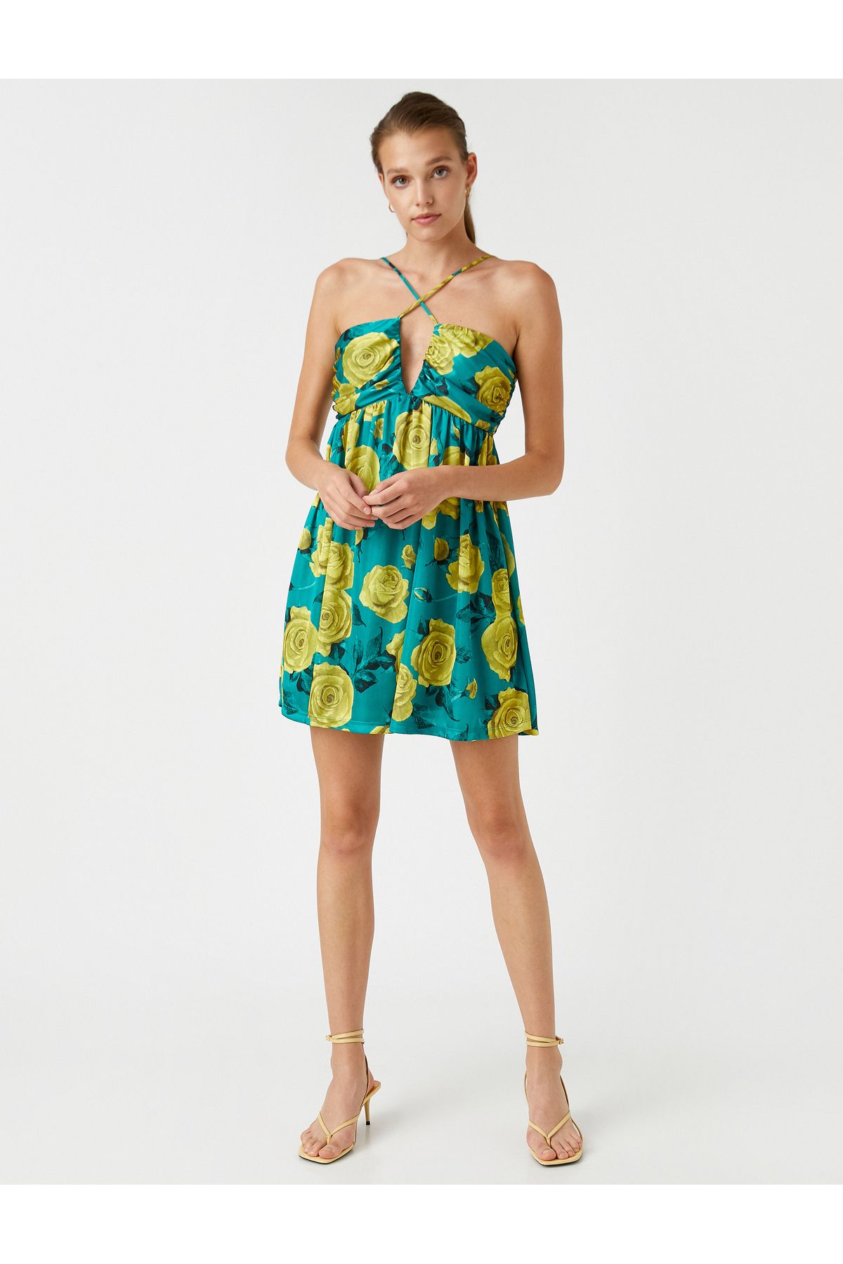 Rochie mini florala Koton cu decolteu halter