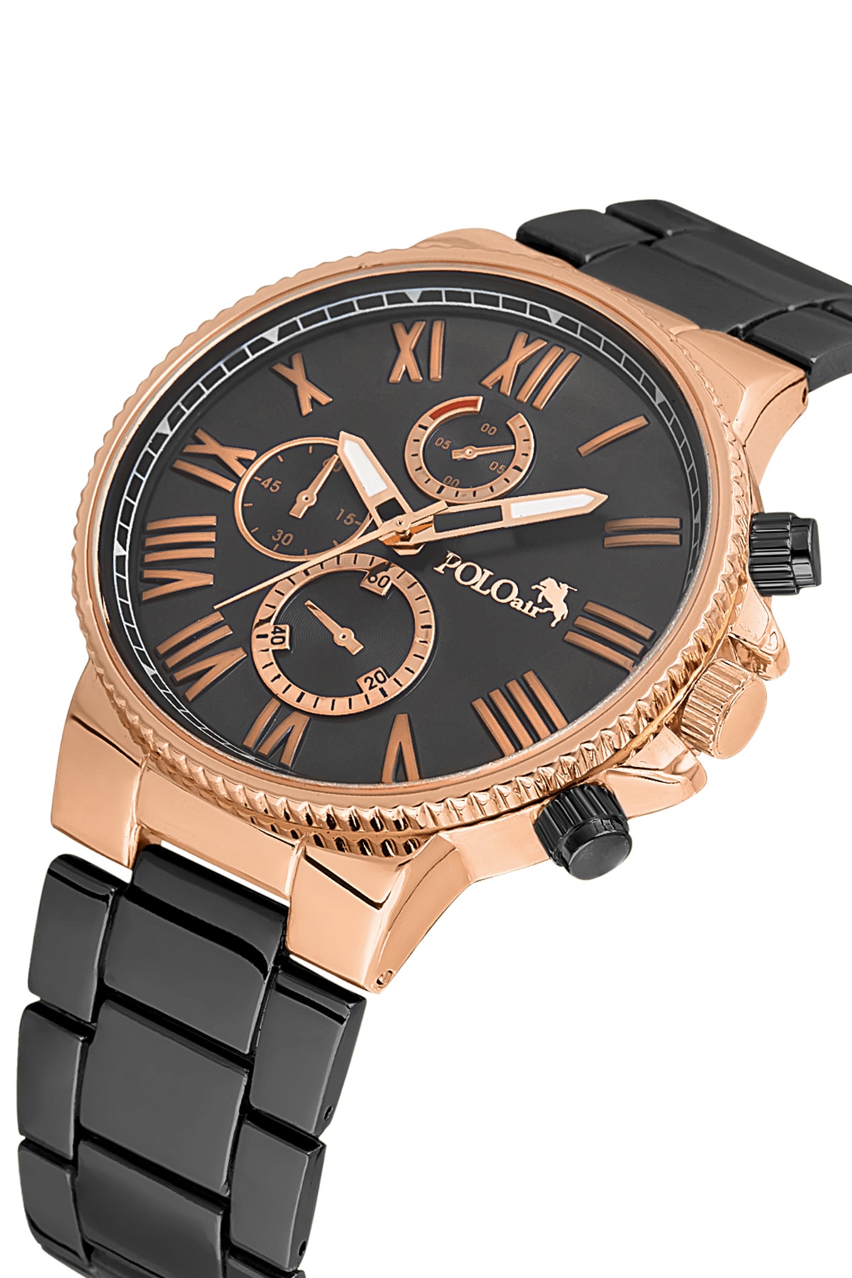 Polo Air Roman Numeral Men's Wristwatch Black Copper Case