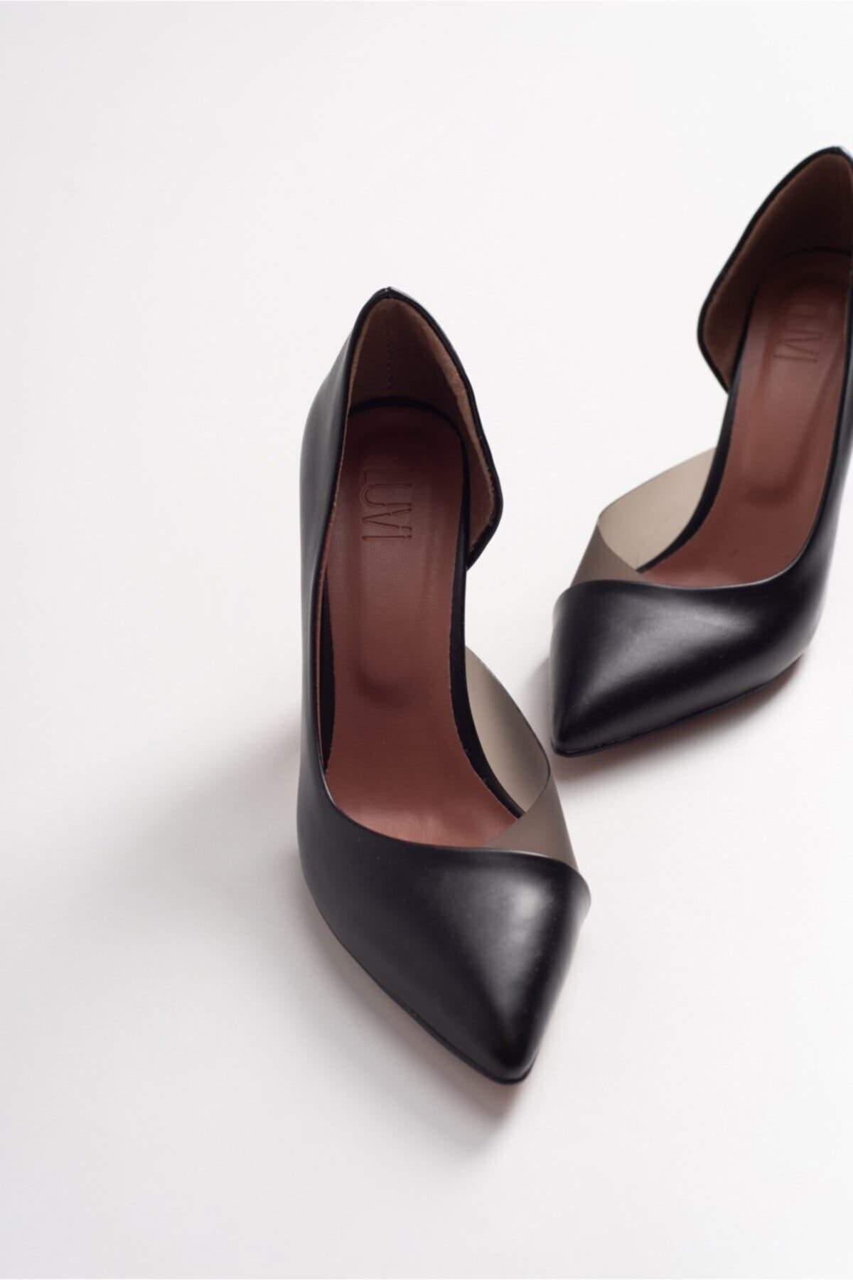 Levně LuviShoes 653 Black Skin Heels Women's Shoes