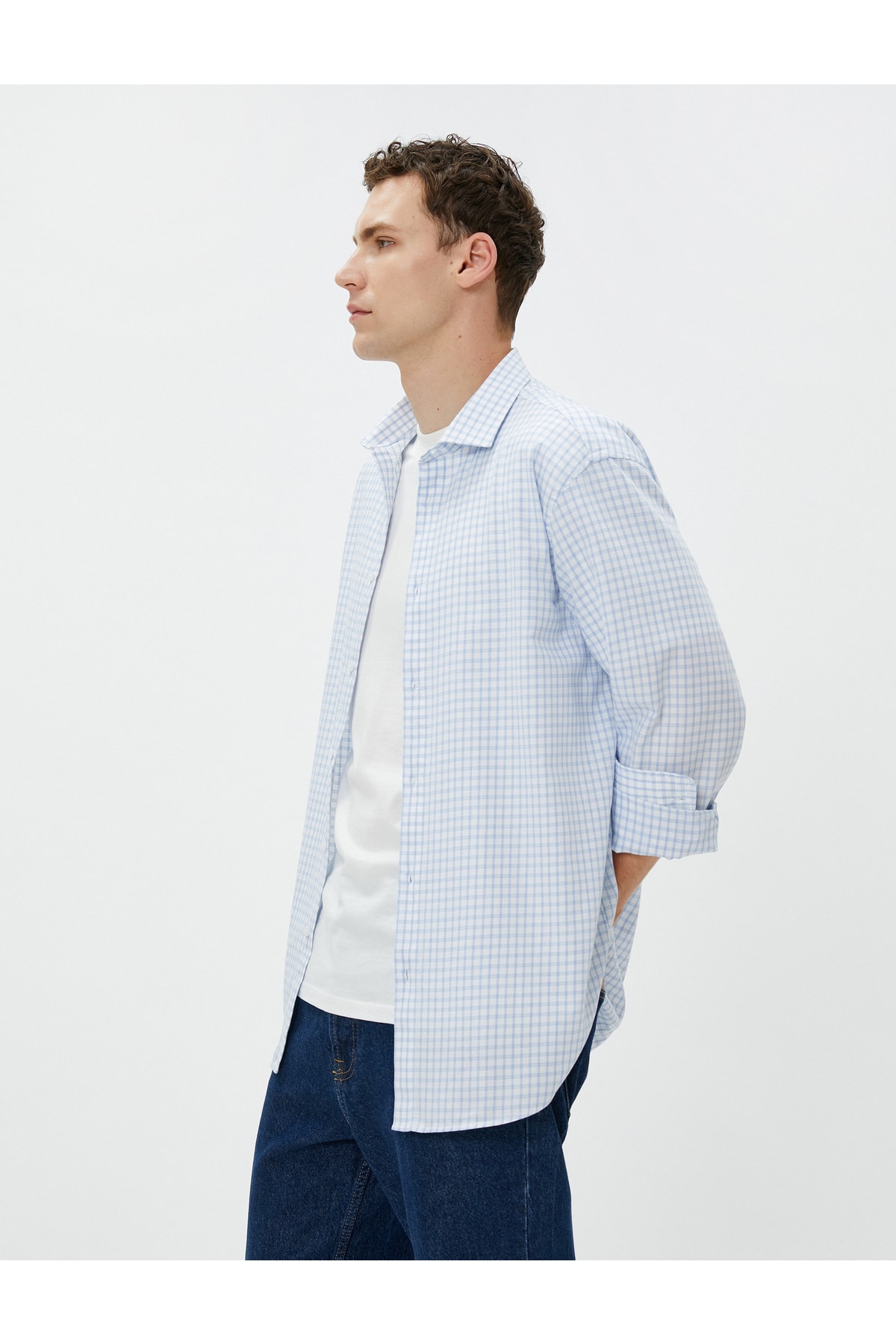Koton Checkered Shirt Slim Fit Classic Collar Long Sleeve Cotton Non Iron