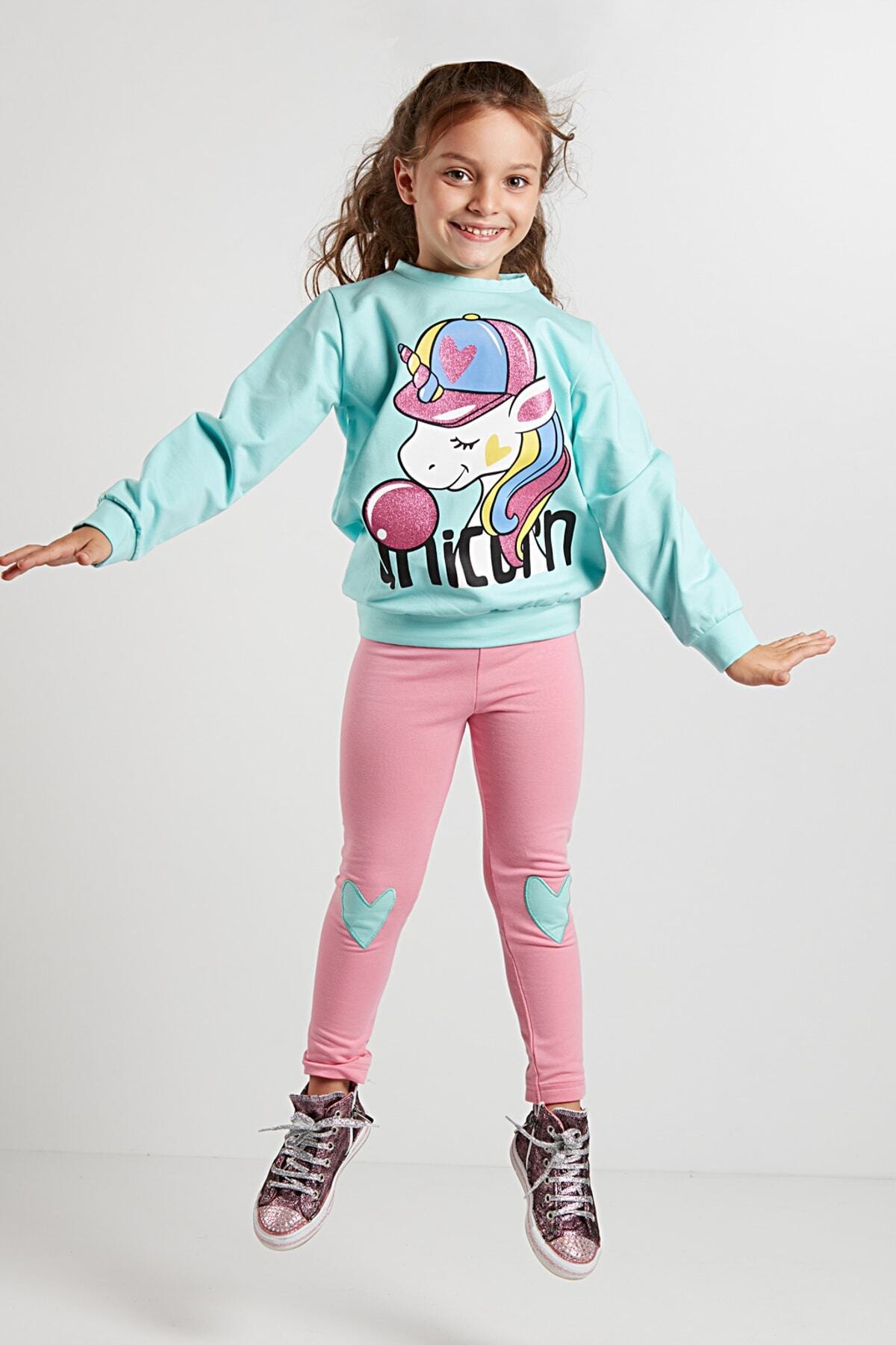 Levně Denokids Bubble Unicorn Girls Kids Sweatshirt Leggings Set