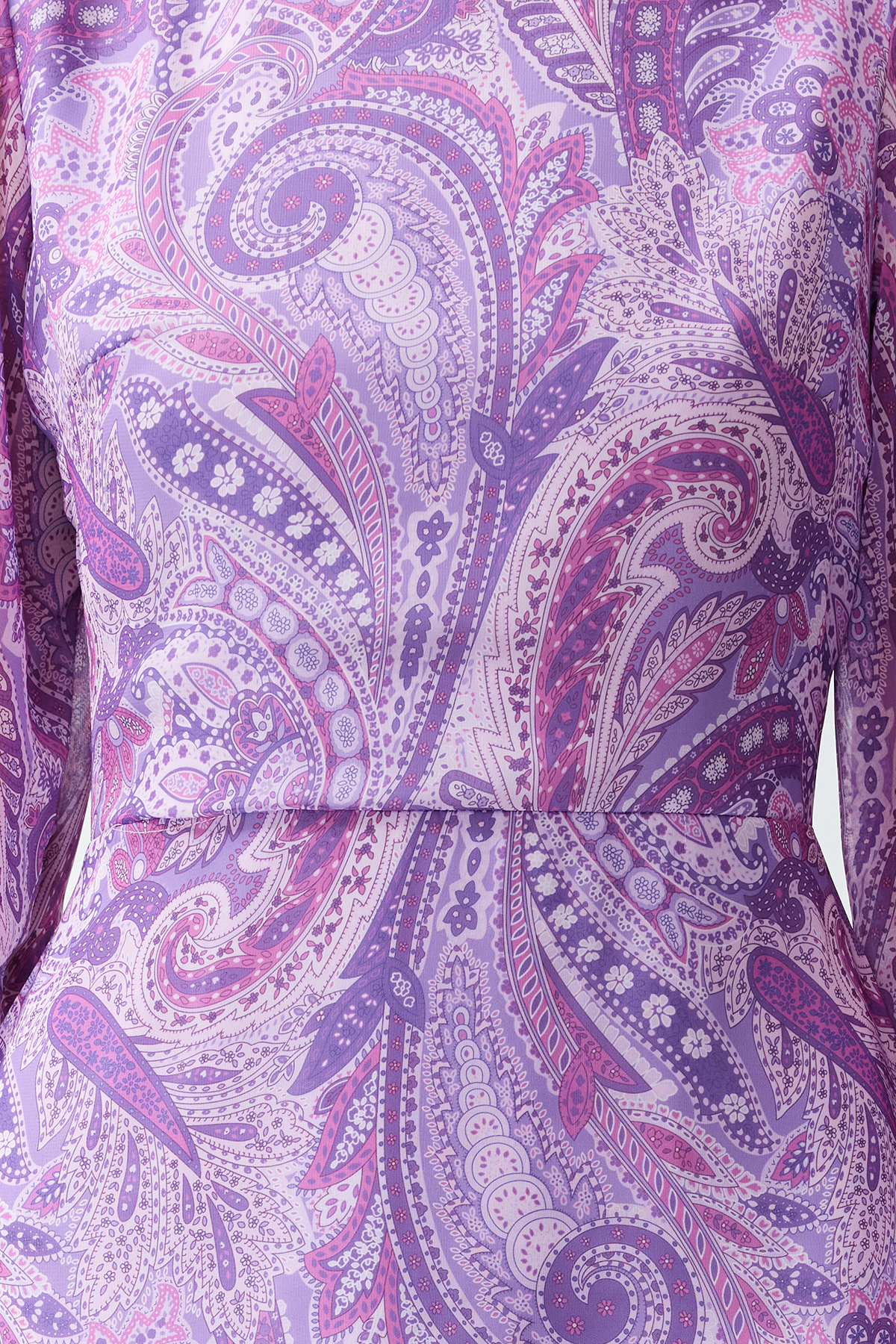 Trendyol Lilac Shawl Patterned Lined Flounced Chiffon Midi Woven Dress