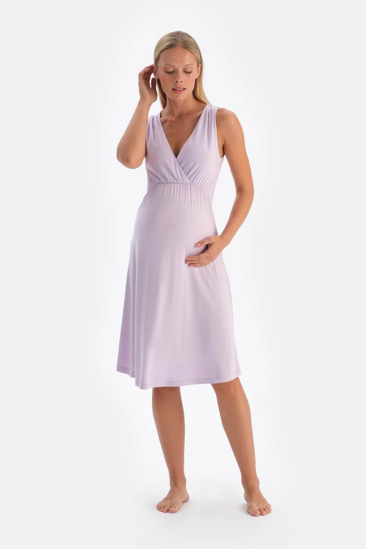Levně Dagi Lilac Viscose Maternity Nightgown