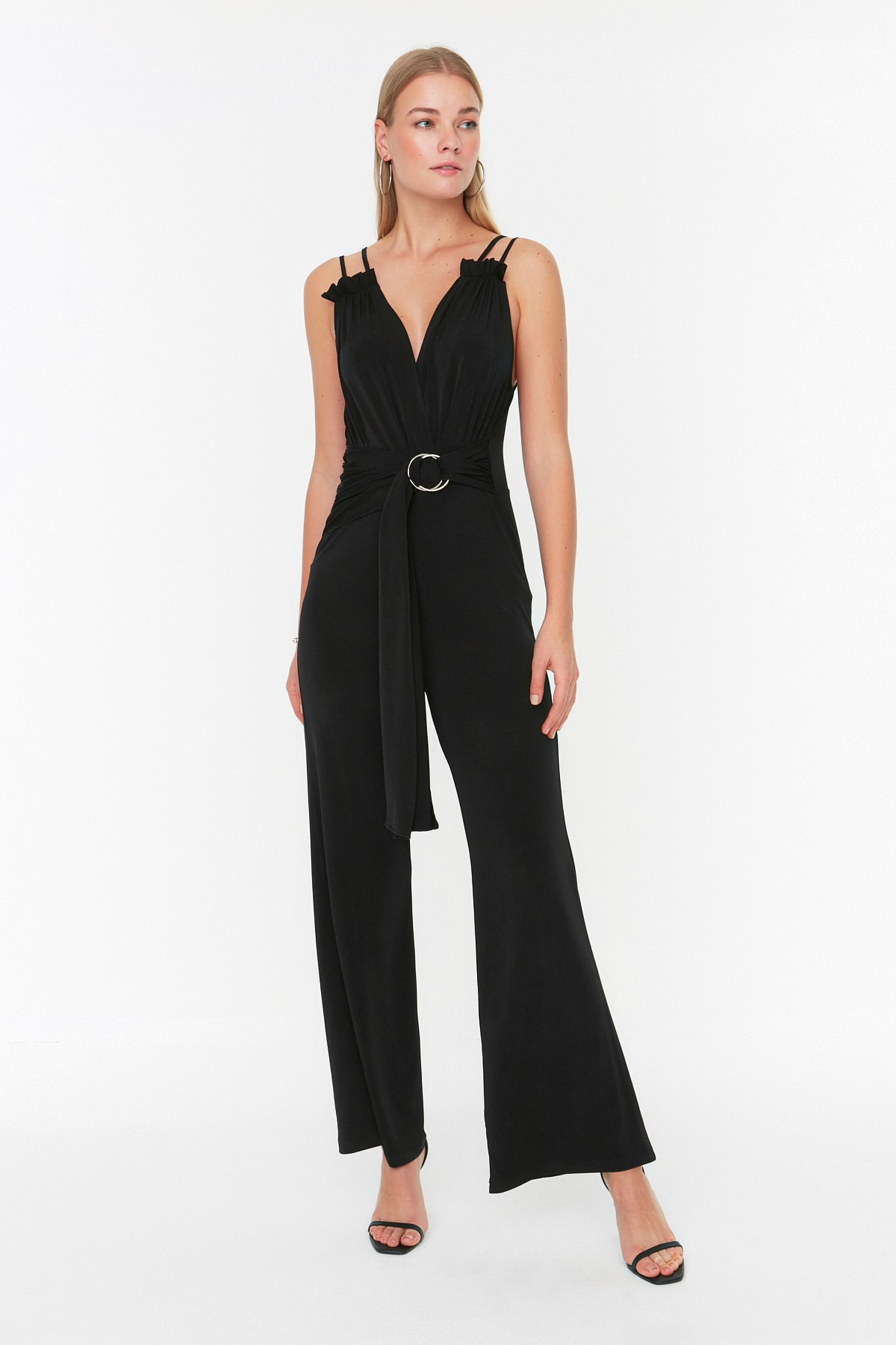 Trendyol Black Collar Detailed Jumpsuit