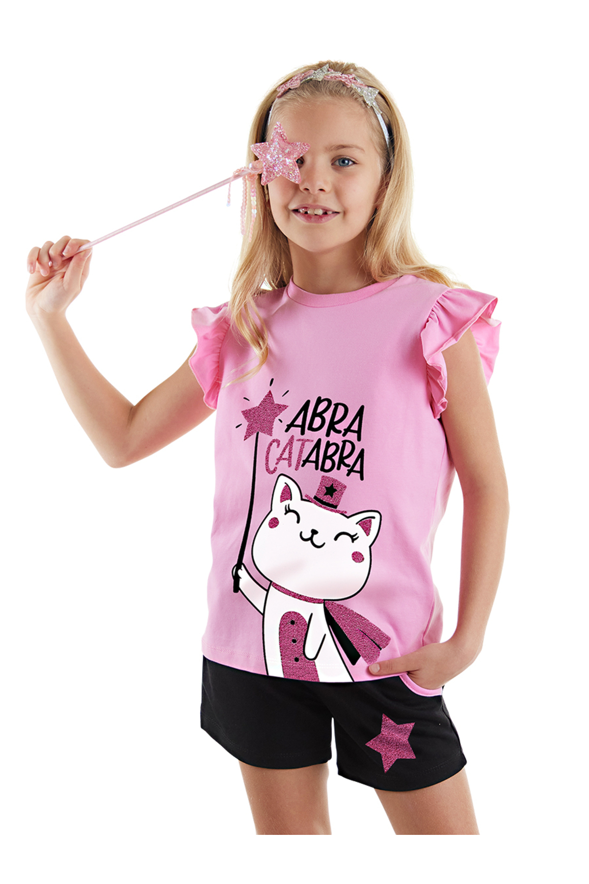 Levně Denokids Abra Catabra Girls Kids T-Shirt Shorts Set
