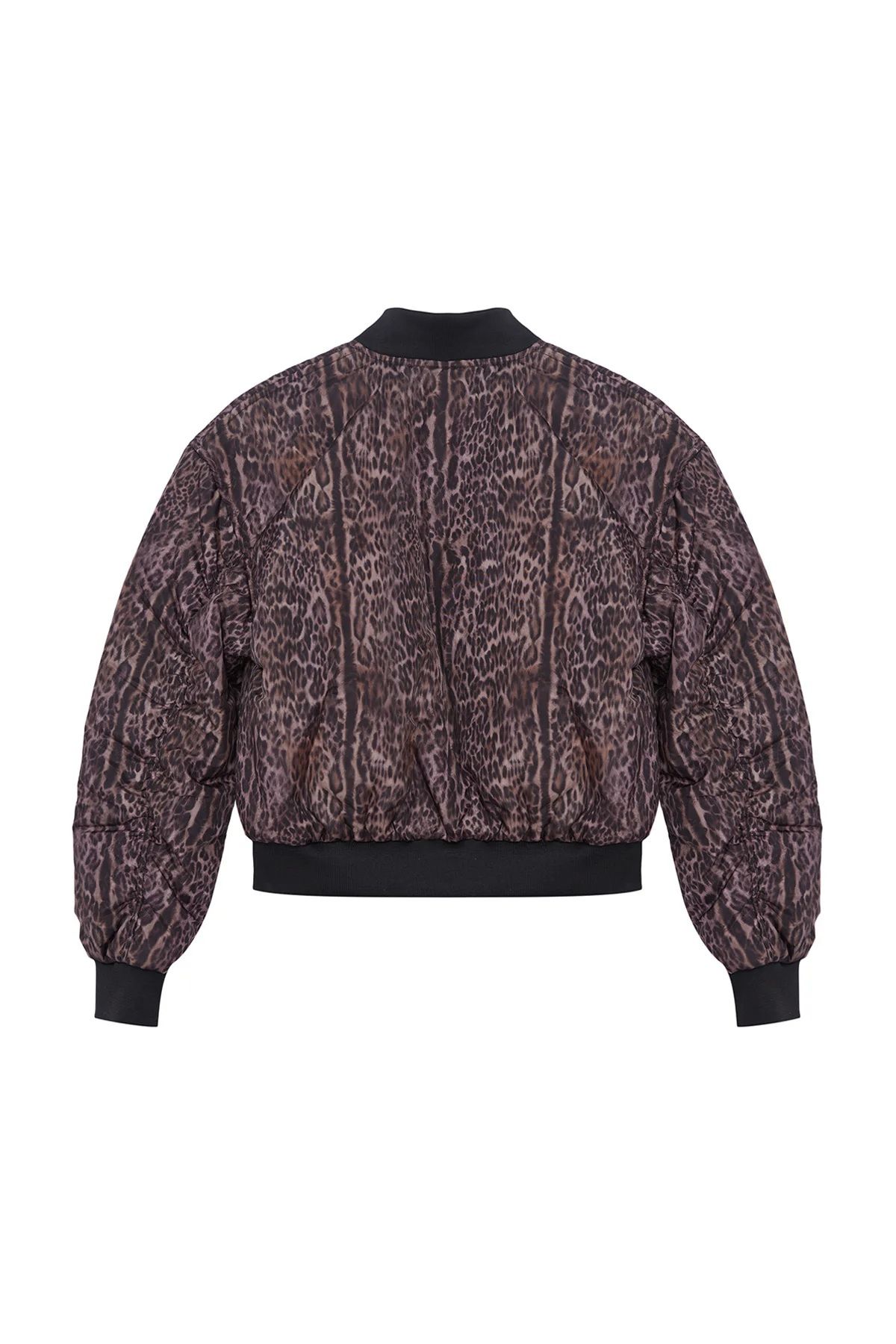 Trendyol Multicolored Brown Leopard Patterned Oversize Quilted Puffer Jacket