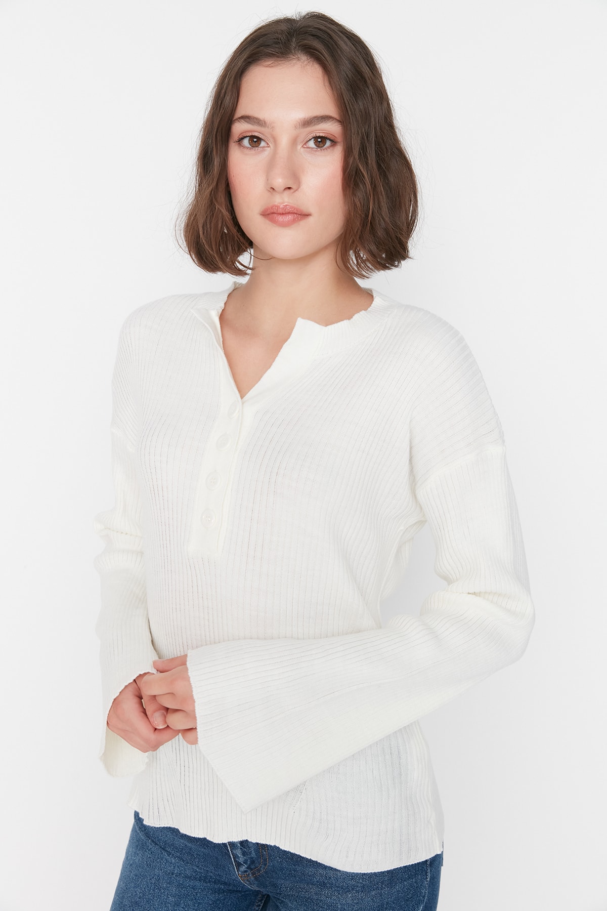 Trendyol Sweater - Ecru - Regular fit