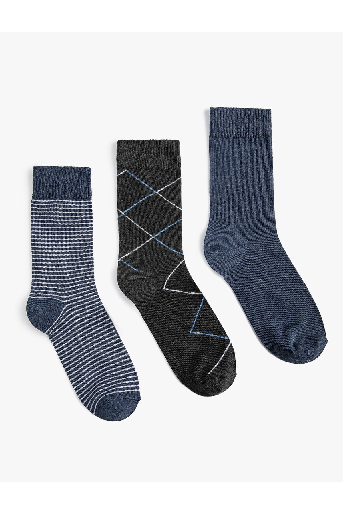 Levně Koton 3-Piece Socks Set Multicolored Geometric Pattern